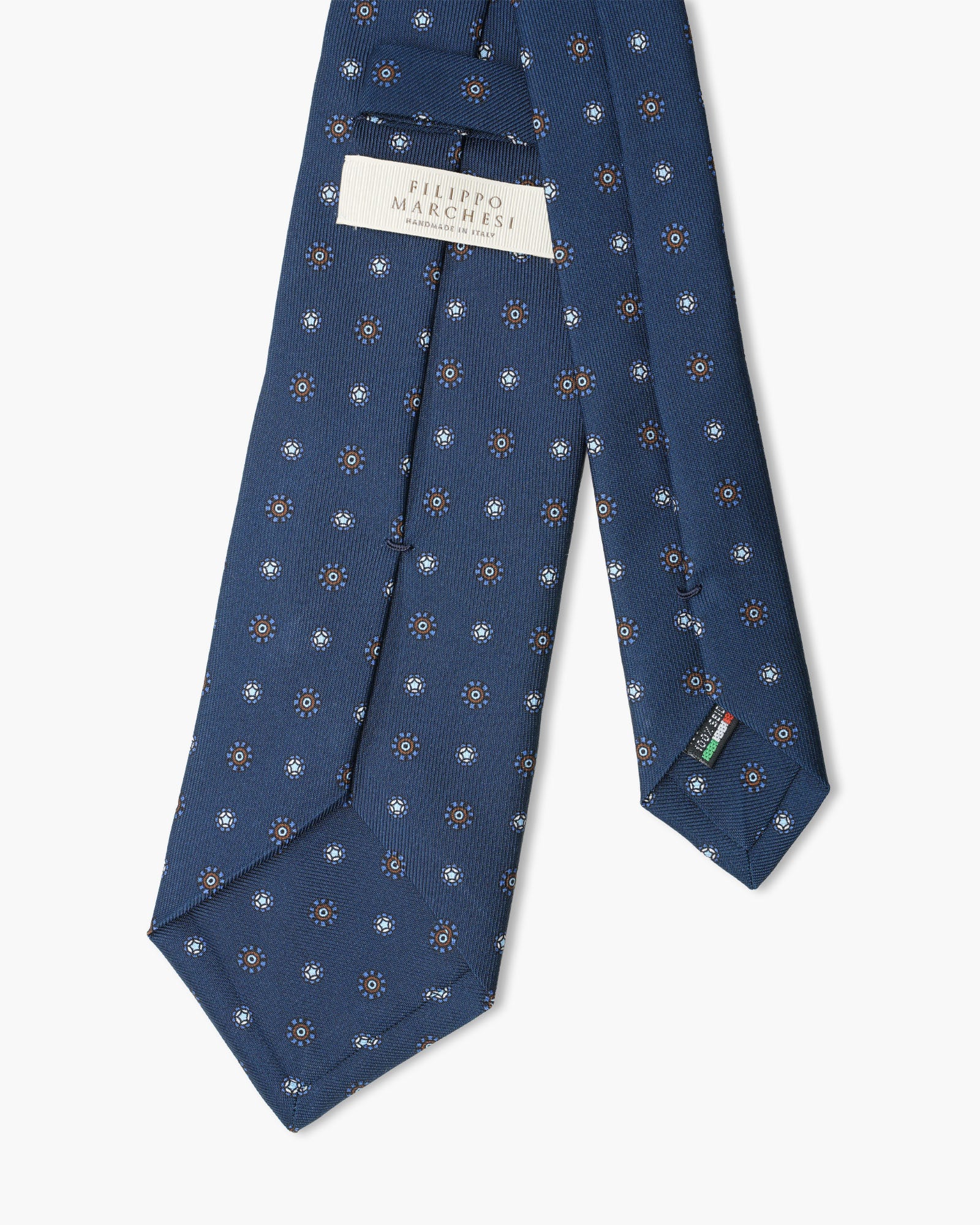 Cravatta in Seta Inglese Stampata – Blu di Persia con Microfiori