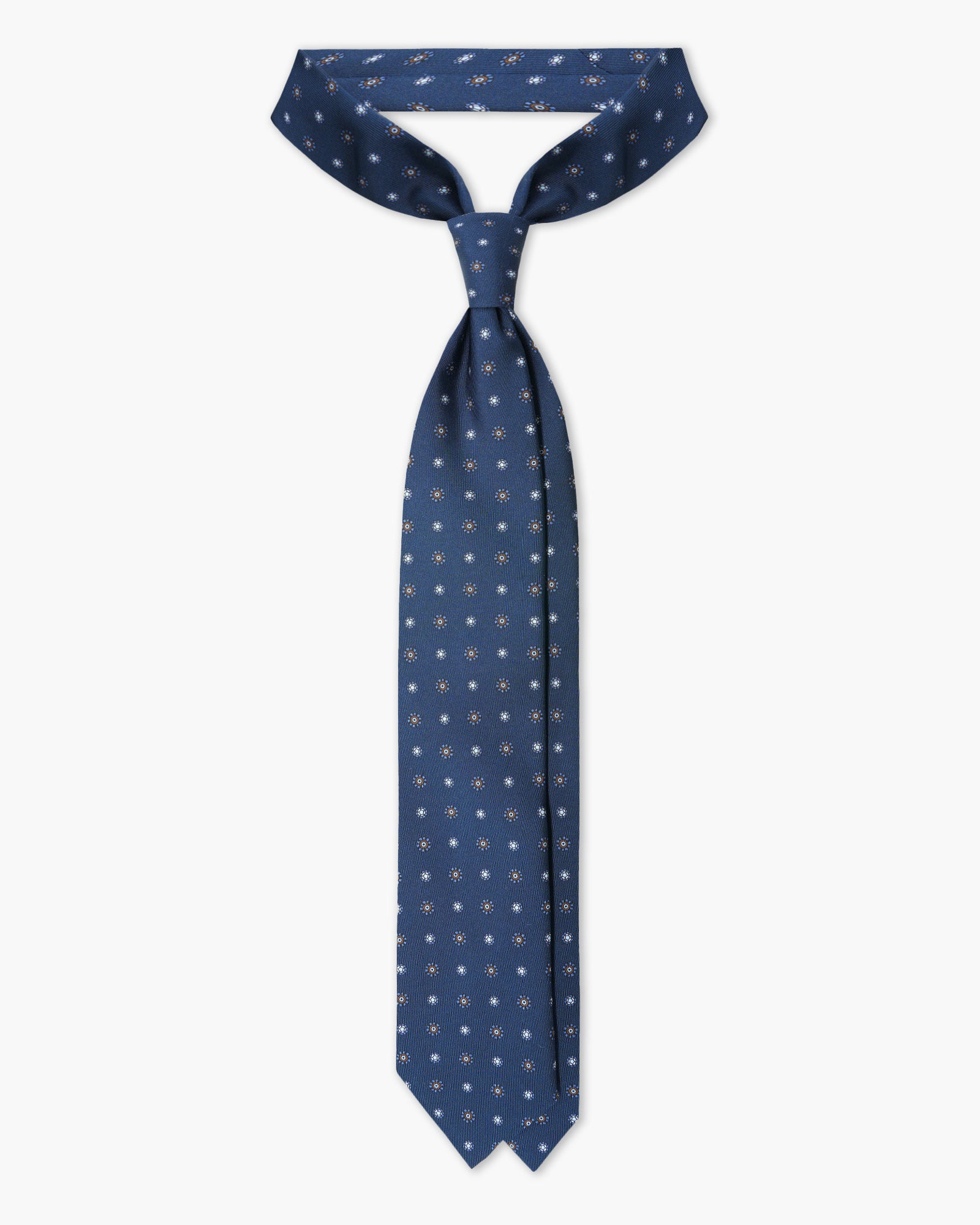 Cravatta in Seta Inglese Stampata – Blu di Persia con Microfiori