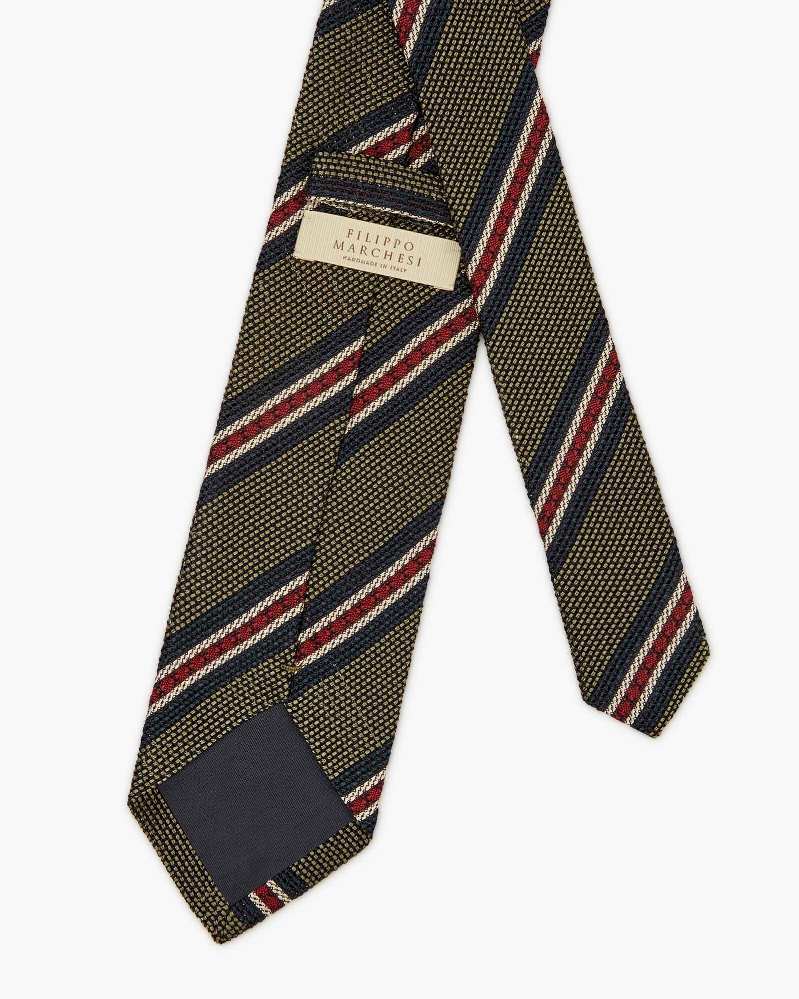 3-Fold Multi Stripe Grenadine Silk Tie - Green Blue