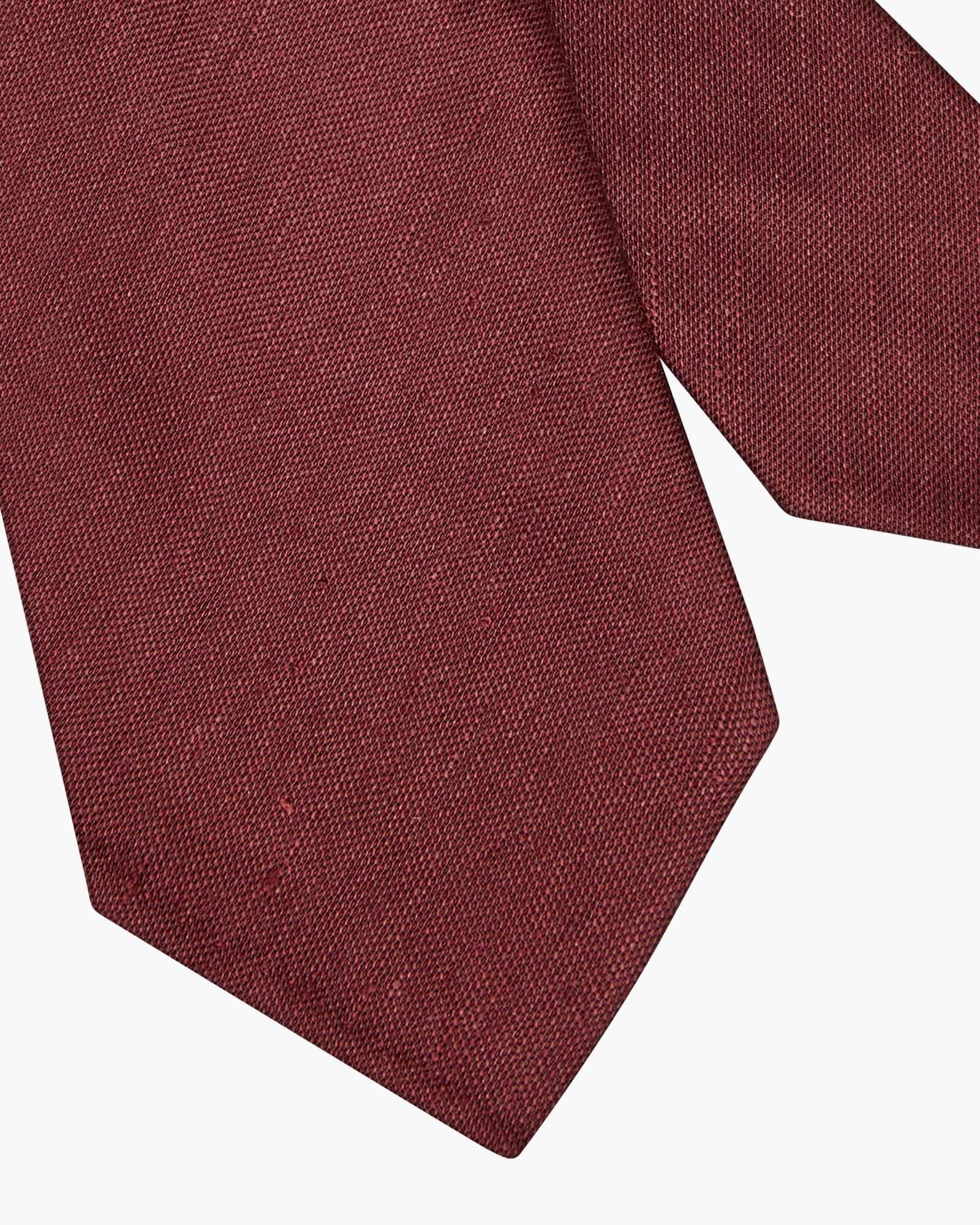 3-Fold Solid Silk And Linen Tie - Burgundy