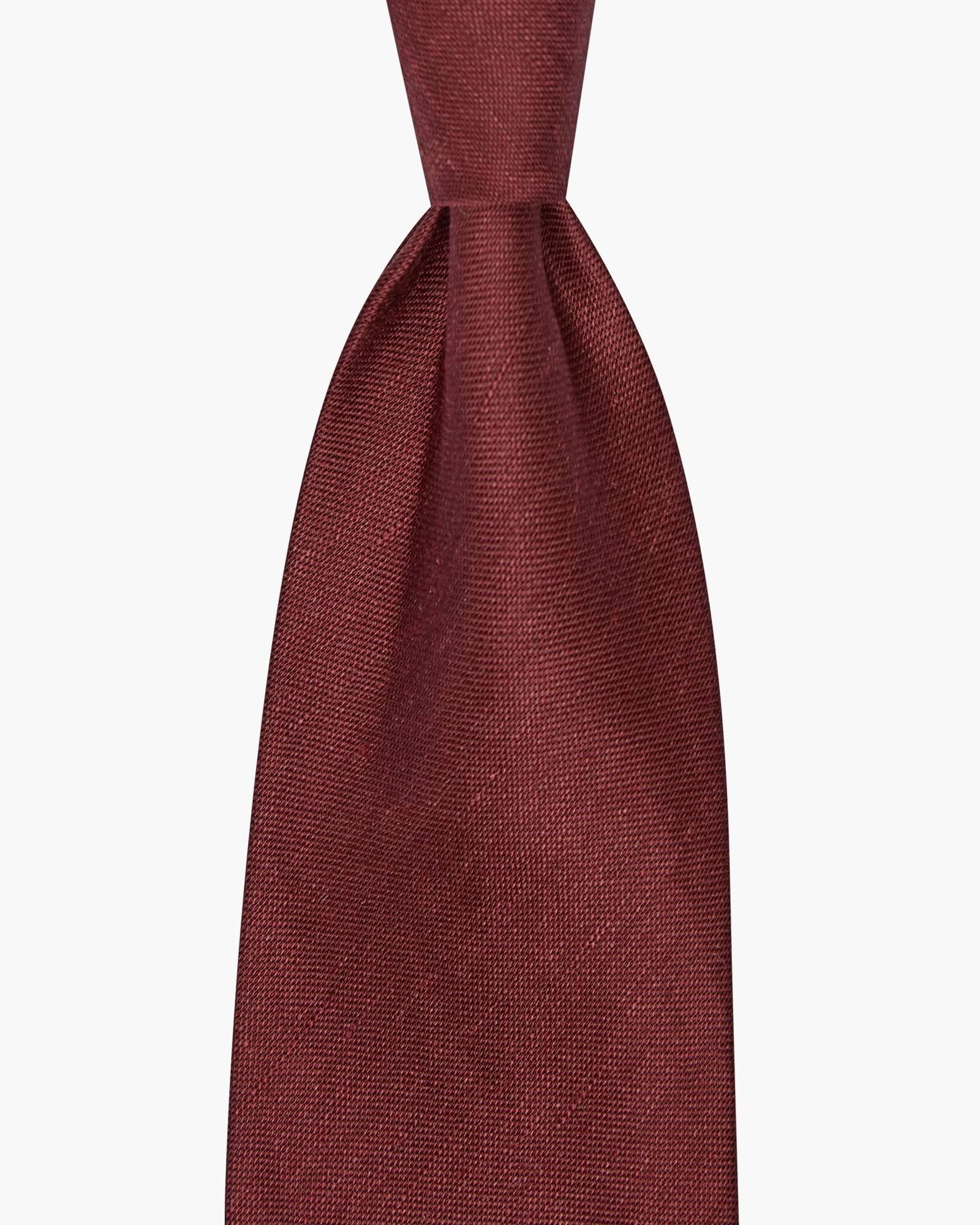 3-Fold Solid Silk And Linen Tie - Burgundy