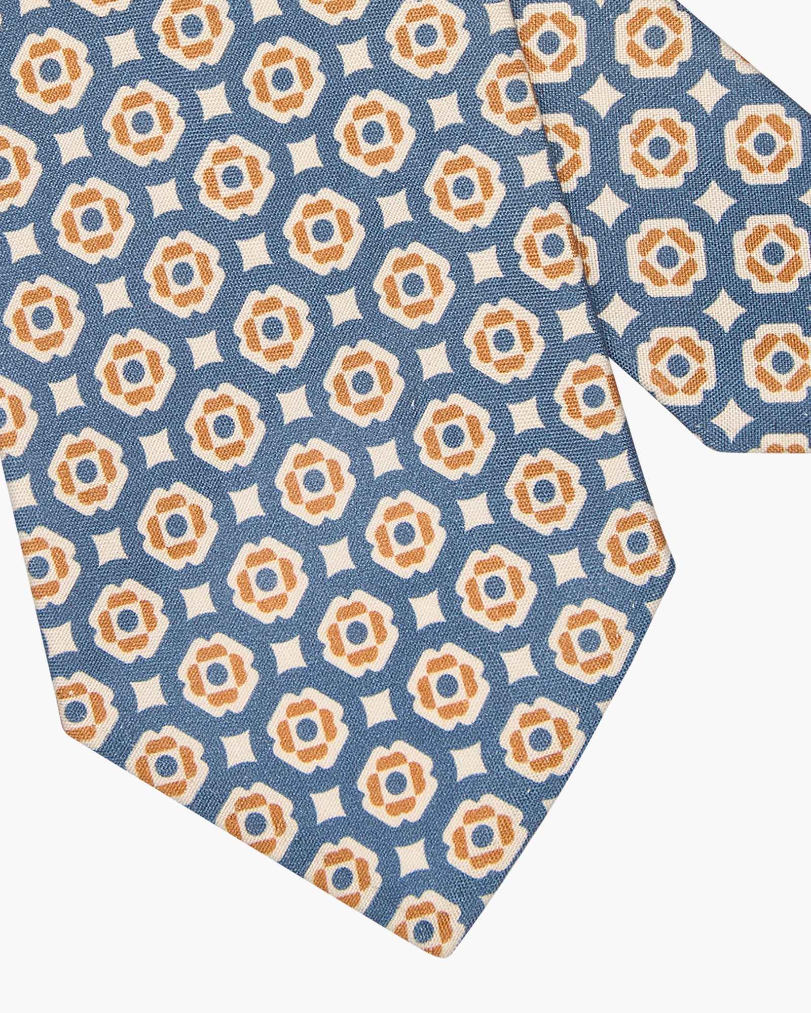 Cravatta 3 Pieghe In Seta Stampata Floreale - Blu Beige