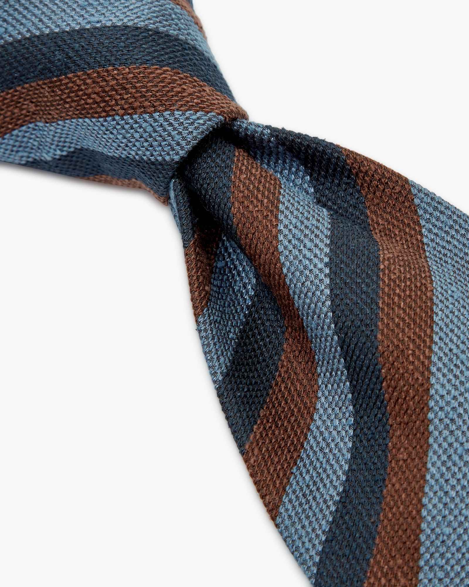3-Fold Multi Stripe Jacquard Silk Tie - Blue Light Blue Brown