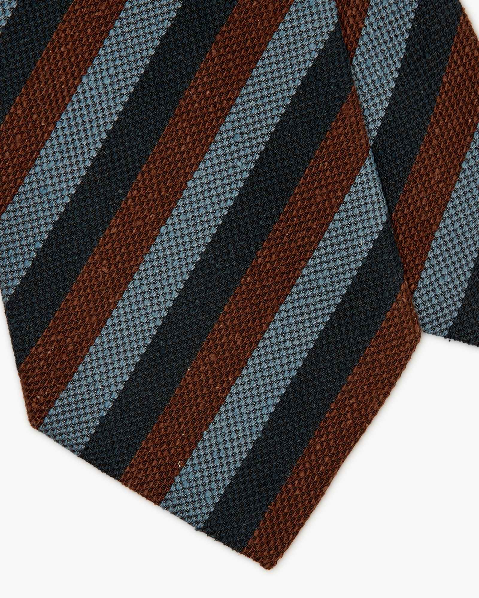 3-Fold Multi Stripe Jacquard Silk Tie - Blue Light Blue Brown
