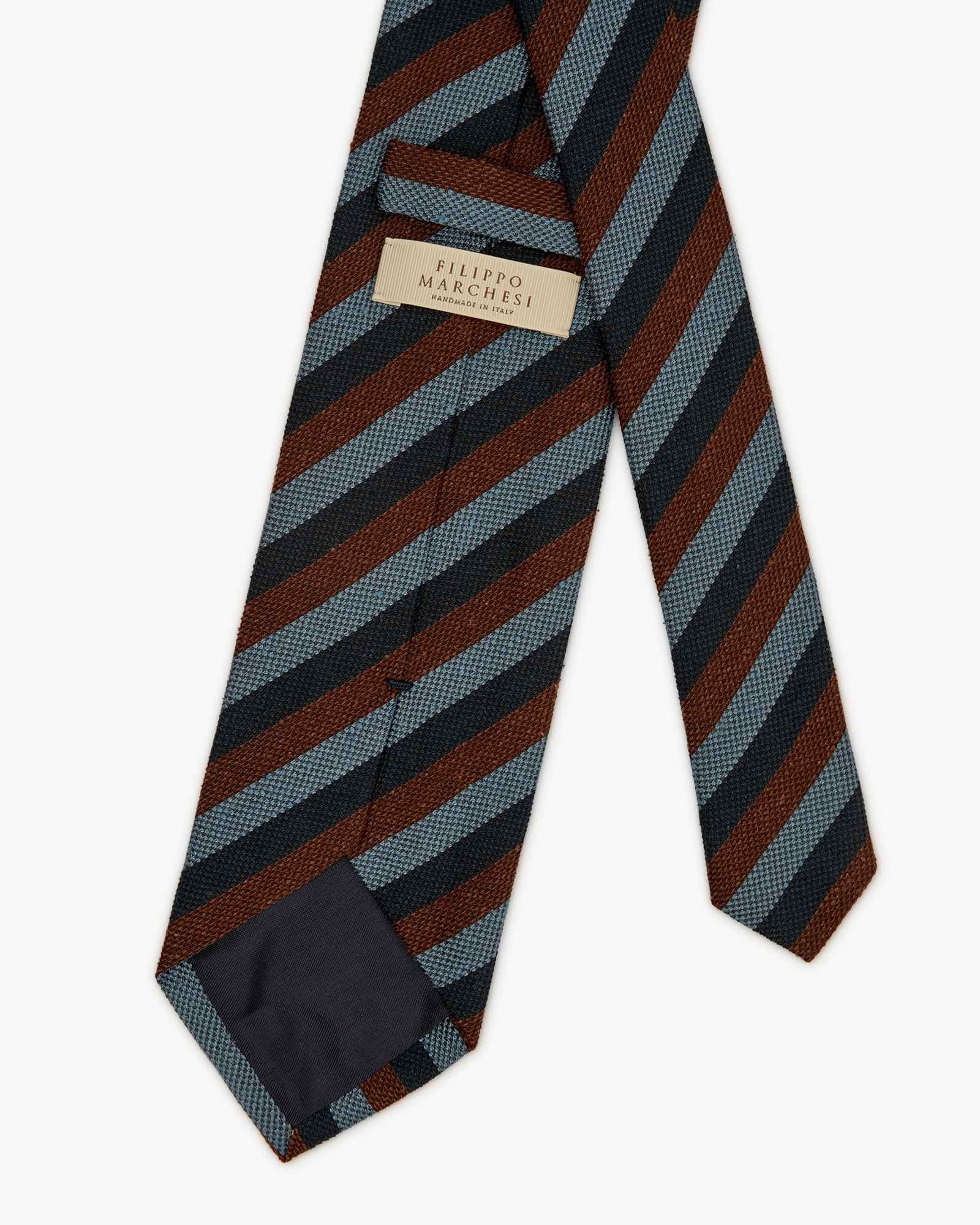 3-Fold Multi Stripe Jacquard Silk Tie - Blue Light Blue Brown