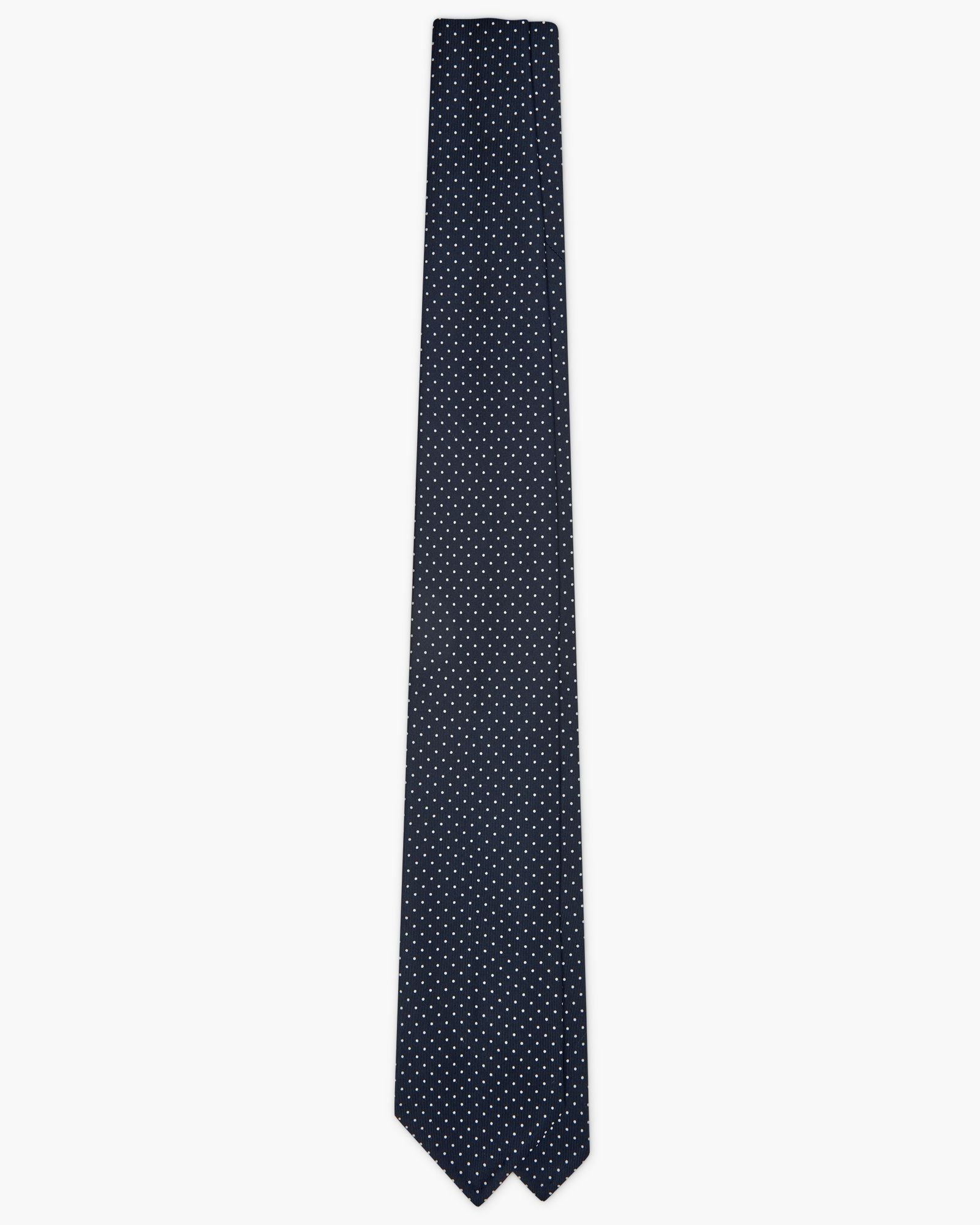 3-Fold Polka Dot Printed English Silk Tie - Blue