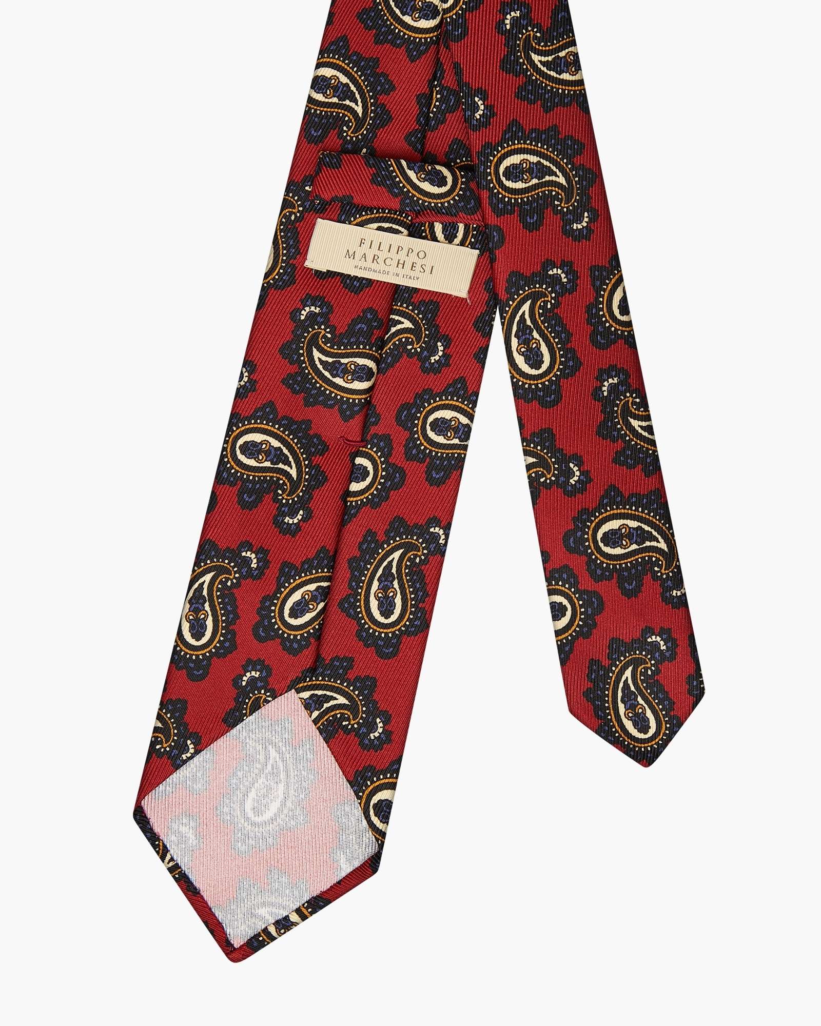 3-Fold Paisley Printed English Silk Tie - Blue