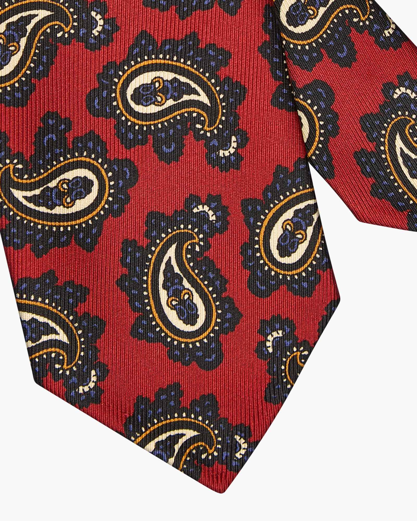 3-Fold Paisley Printed English Silk Tie - Blue