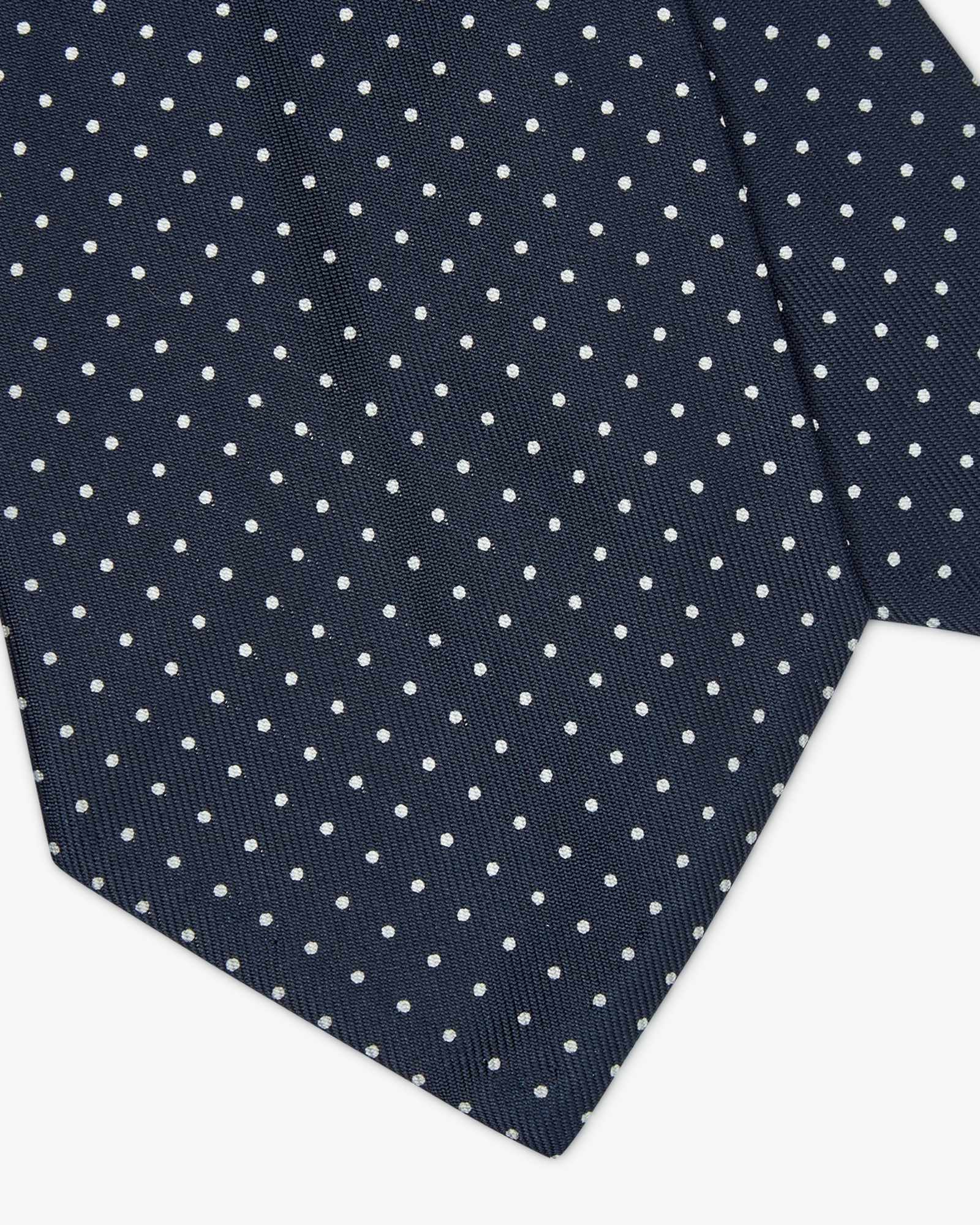3-Fold Polka Dot Printed English Silk Tie - Blue