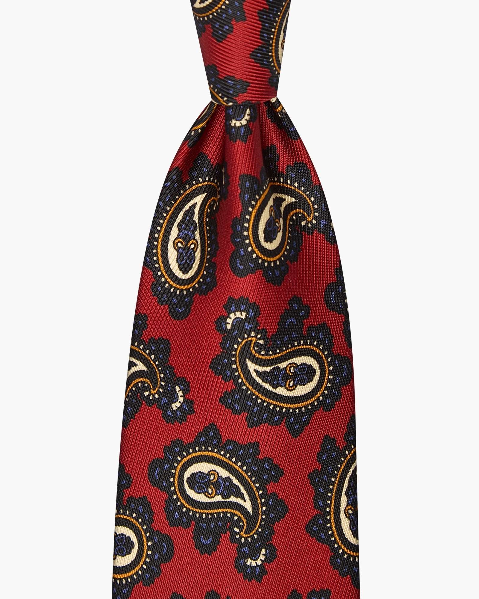 3-Fold Paisley Printed English Silk Tie - Blue