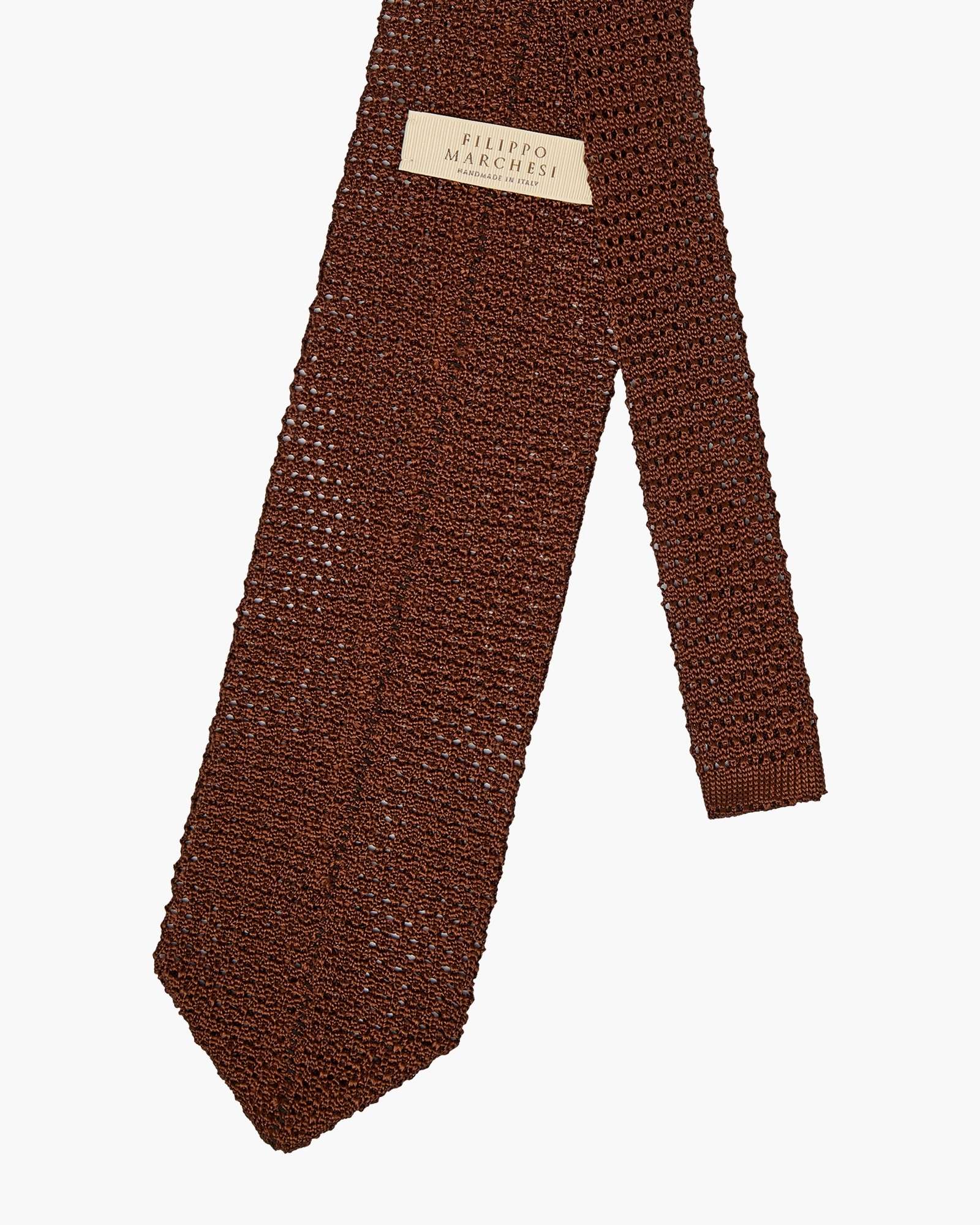 Cravatta Tricot in Maglia Punto Uncinetto - Marrone