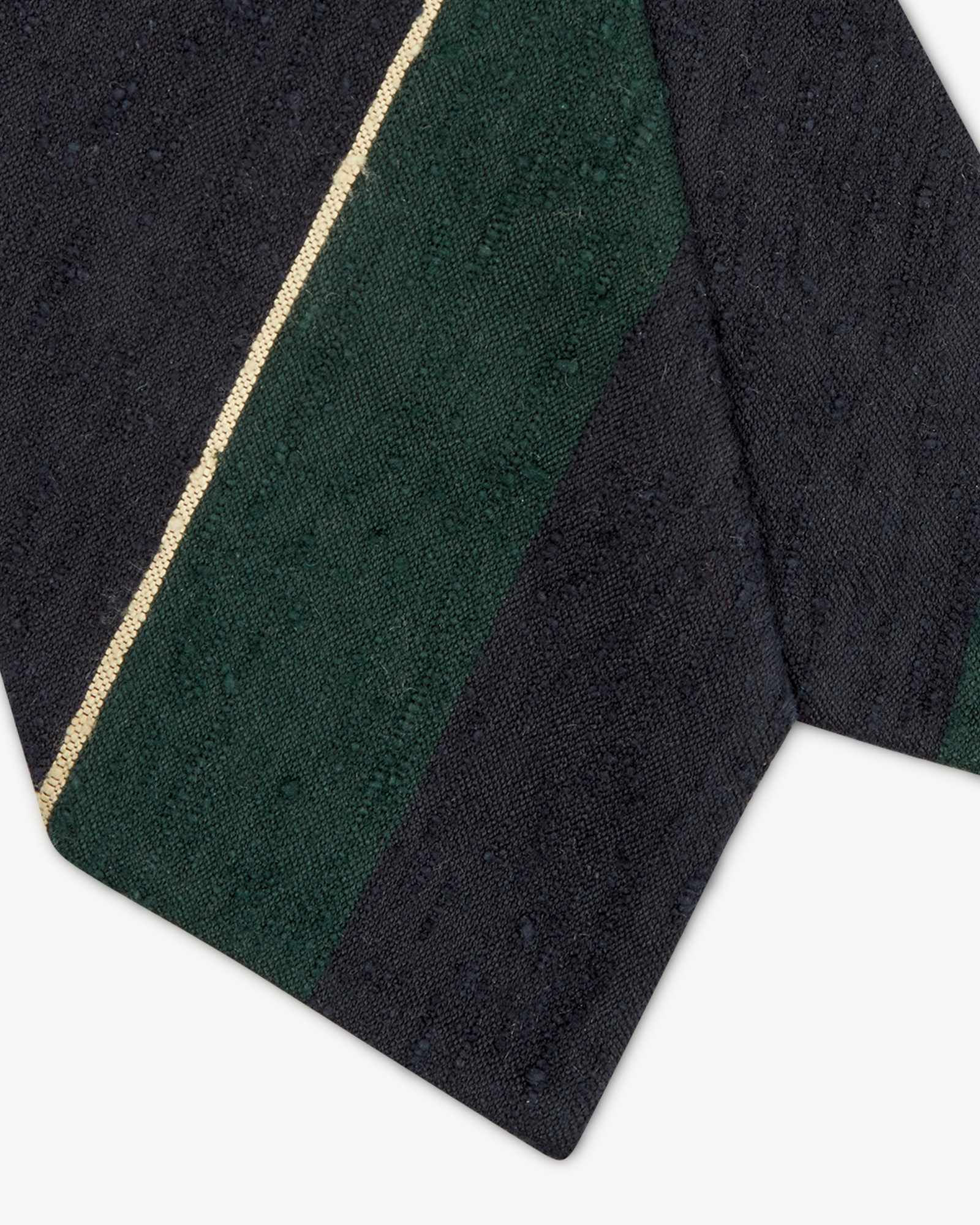 Cravatta 3 Pieghe In Seta Shantung A Righe - Blu Verde