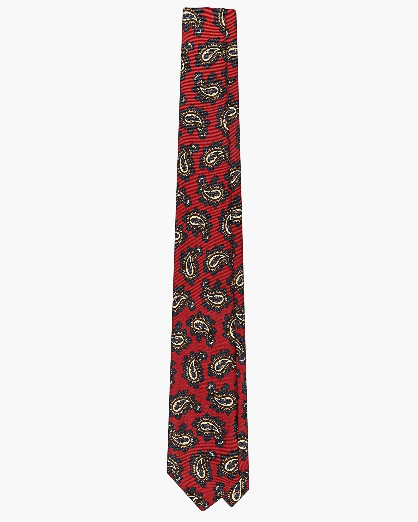 3-Fold Paisley Printed English Silk Tie - Blue
