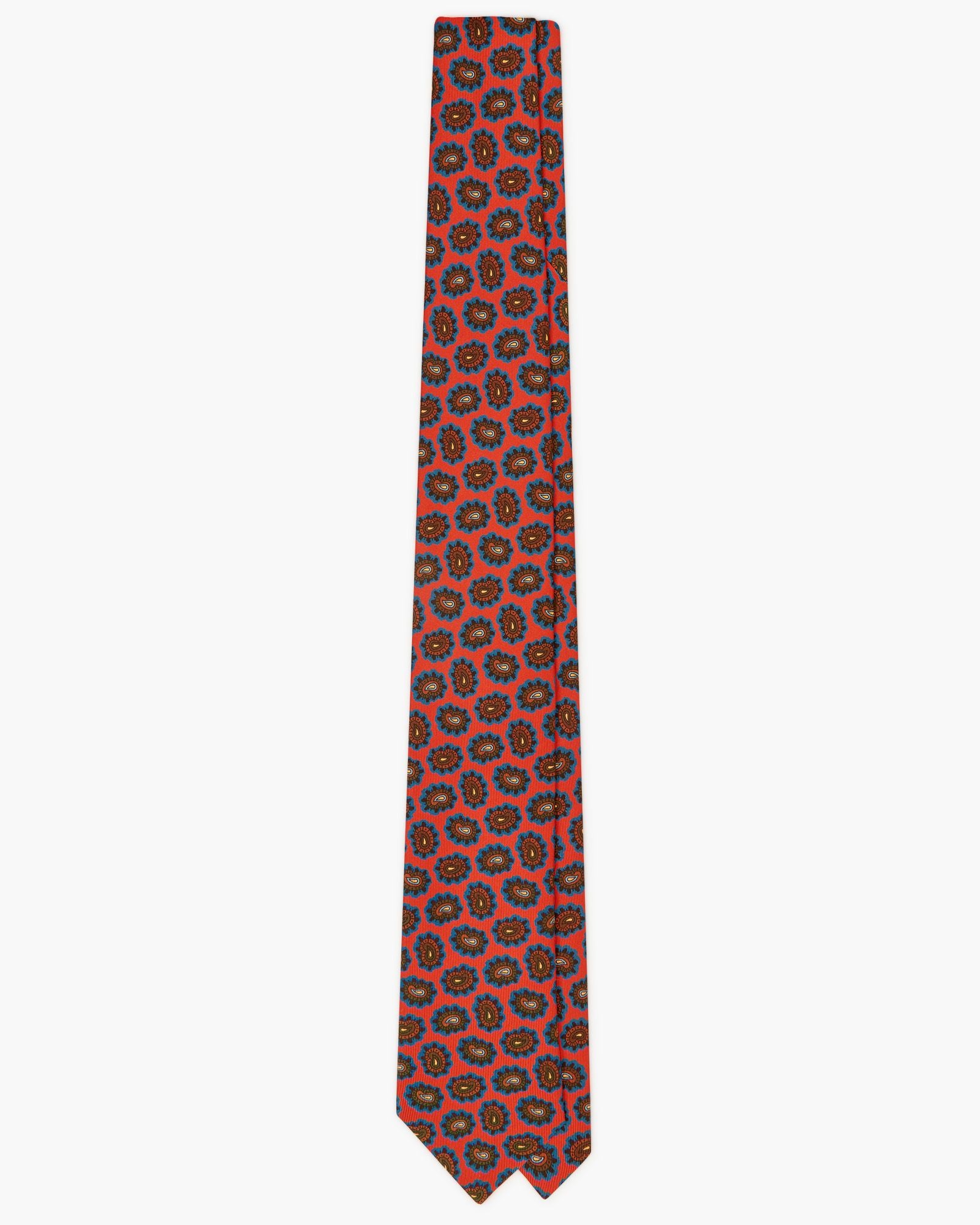 Cravatta 3 Pieghe In Seta Italiana Stampata Paisley - Rosso