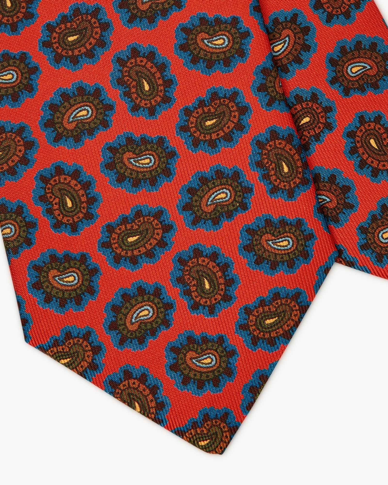 Cravatta 3 Pieghe In Seta Italiana Stampata Paisley - Rosso