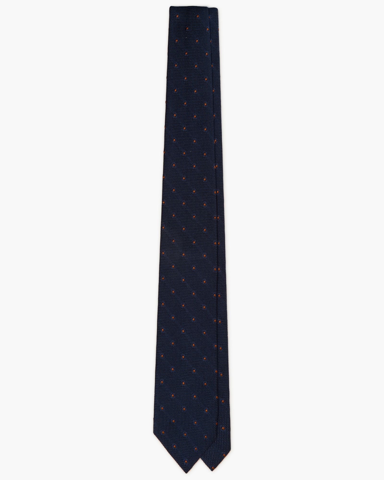 3-Fold Polka Dot Grenadine Silk Tie - Blue Brown