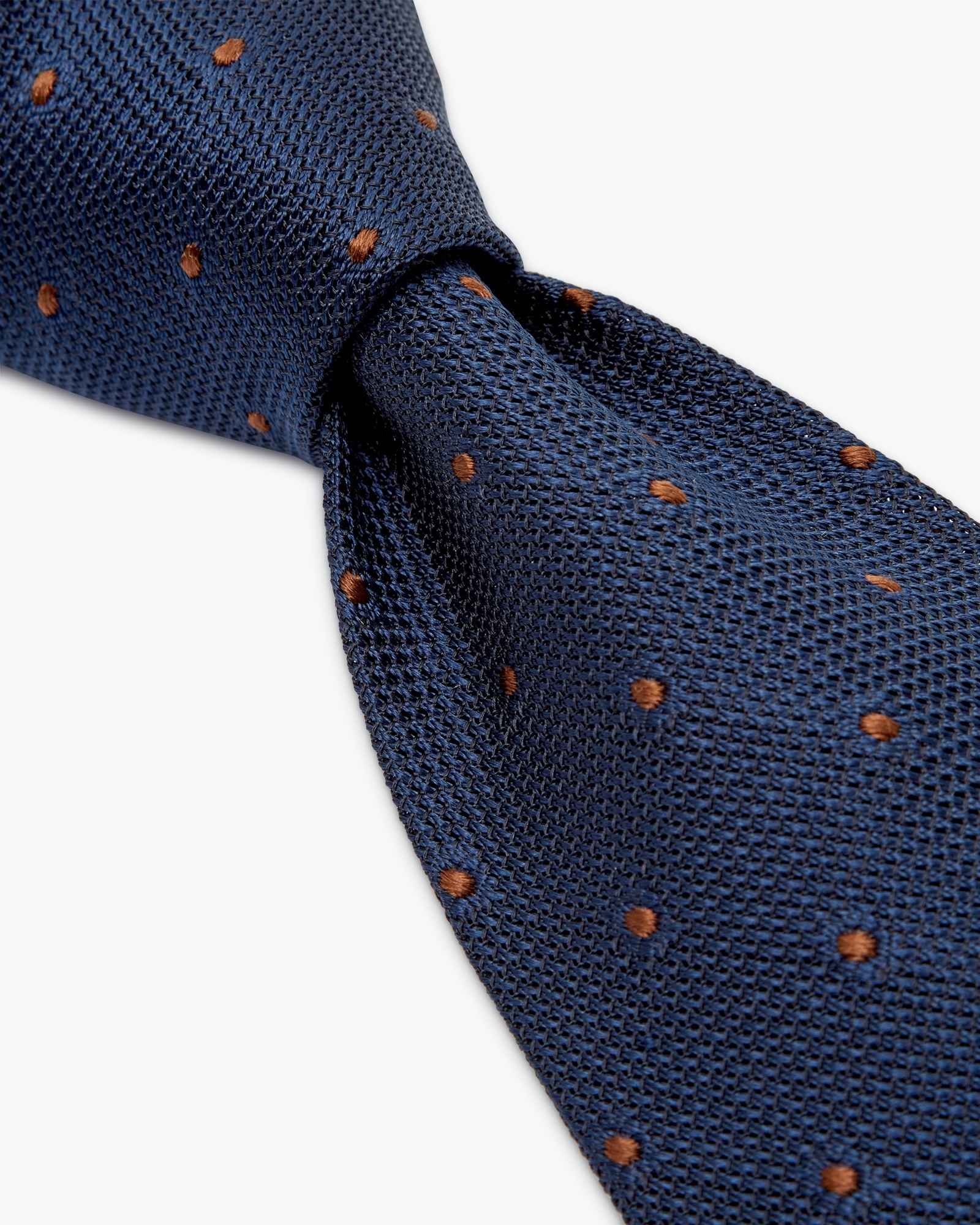 3-Fold Polka Dot Grenadine Silk Tie - Blue Brown