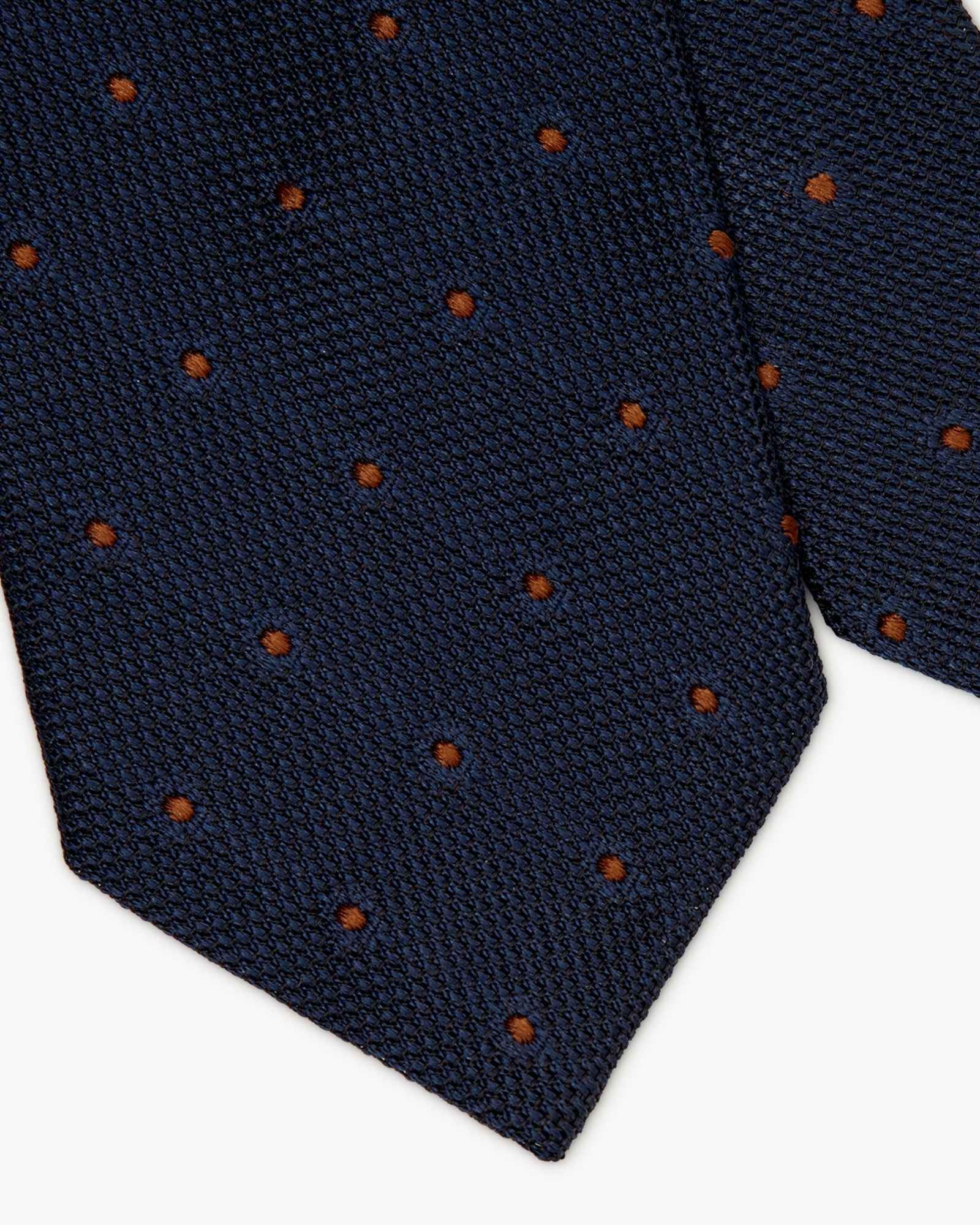 3-Fold Polka Dot Grenadine Silk Tie - Blue Brown