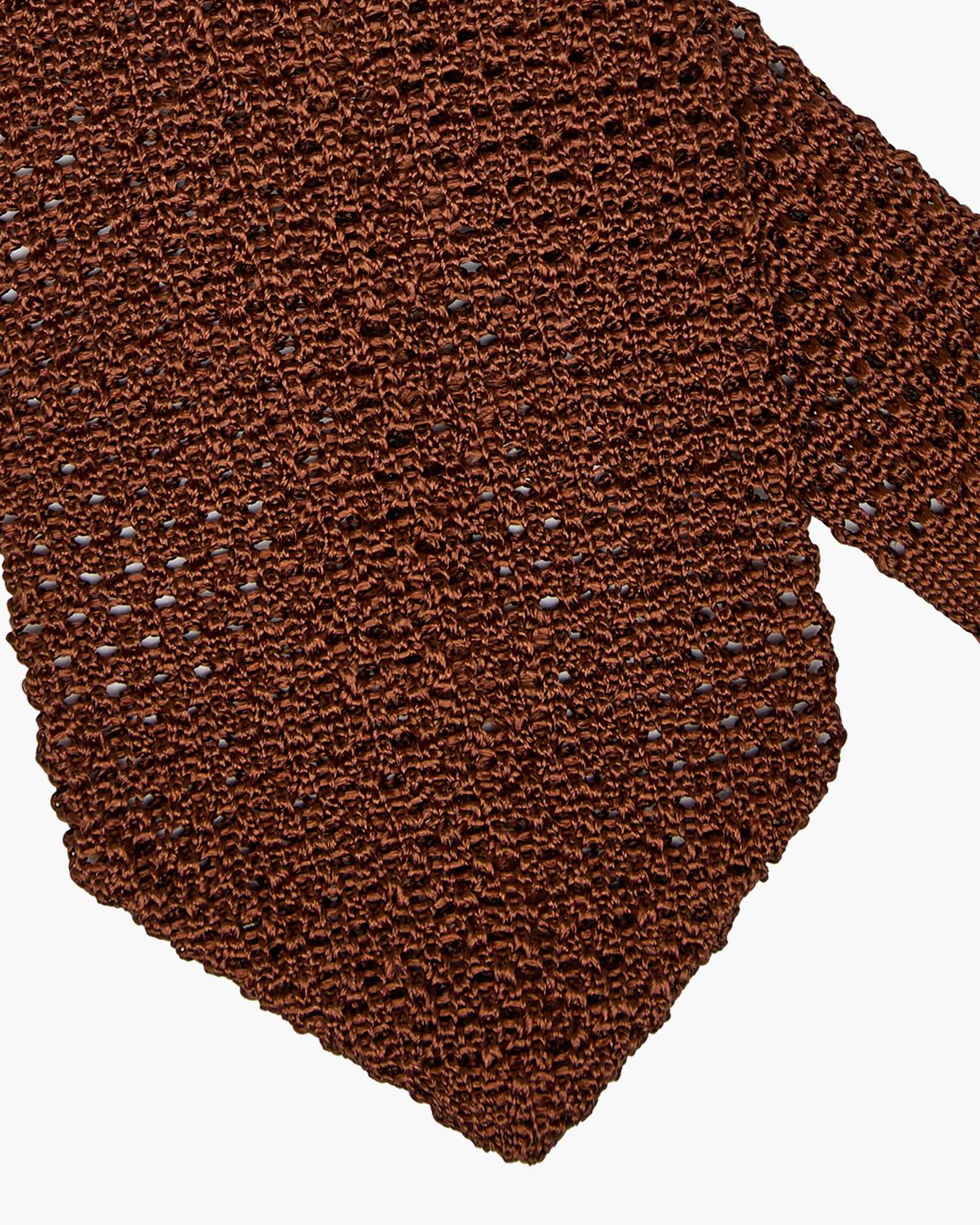 Cravatta Tricot in Maglia Punto Uncinetto - Marrone