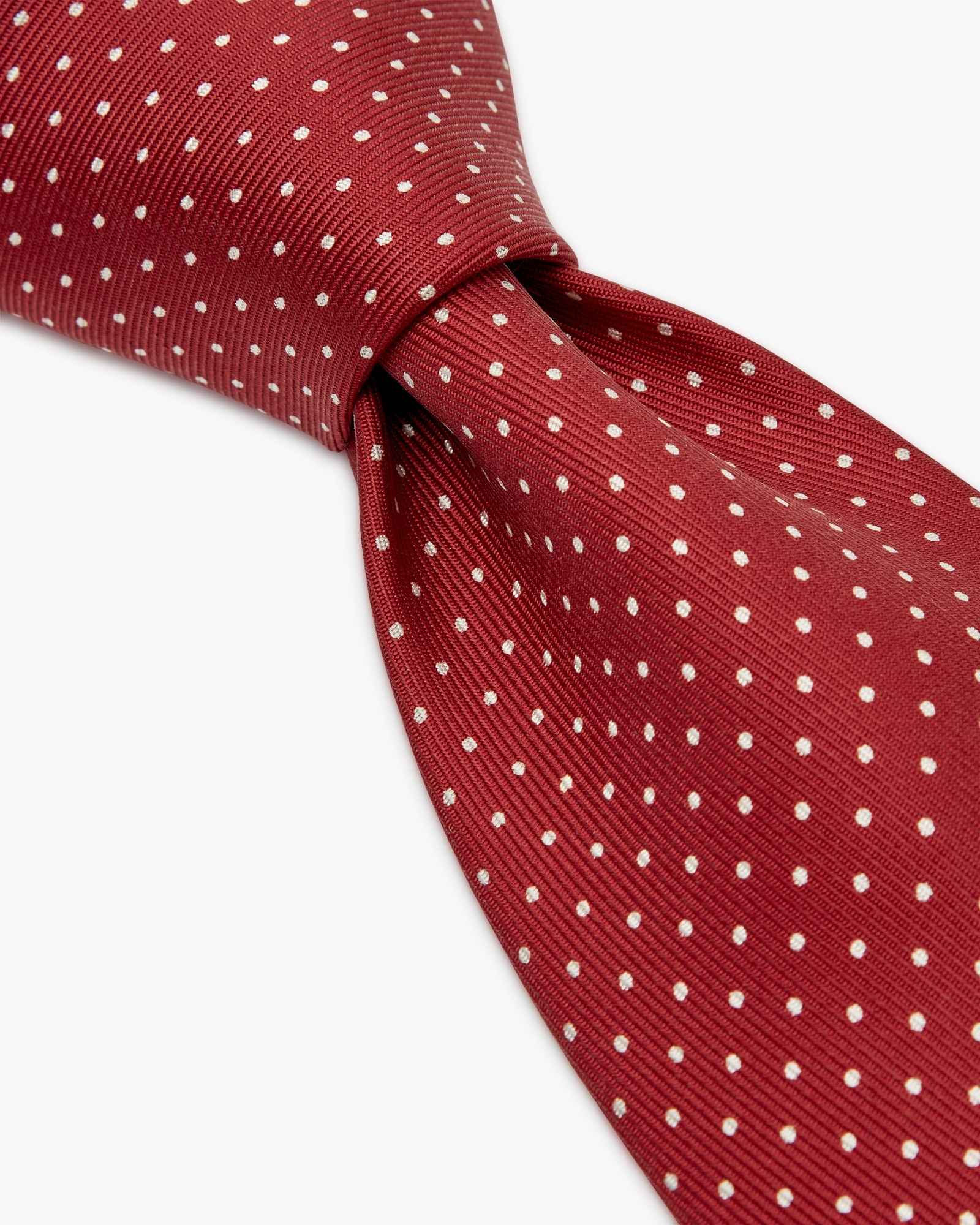 Cravatta 3 Pieghe In Seta Inglese Stampata A Pois - Bordeaux