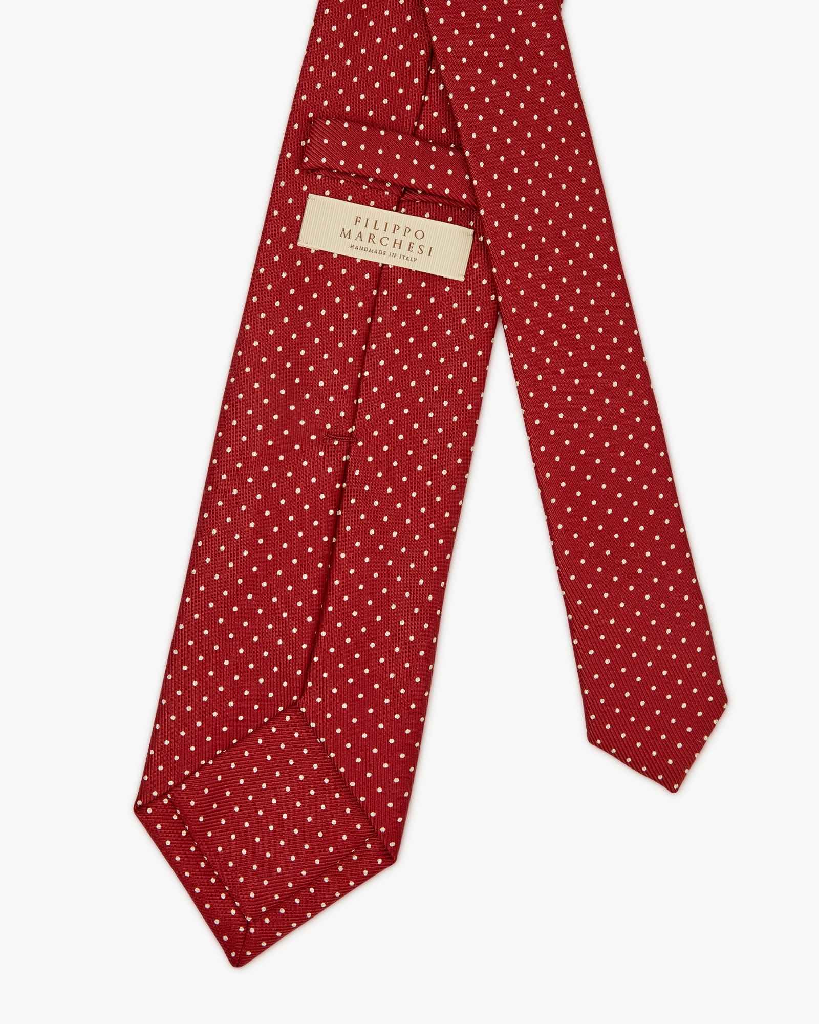 Cravatta 3 Pieghe In Seta Inglese Stampata A Pois - Bordeaux