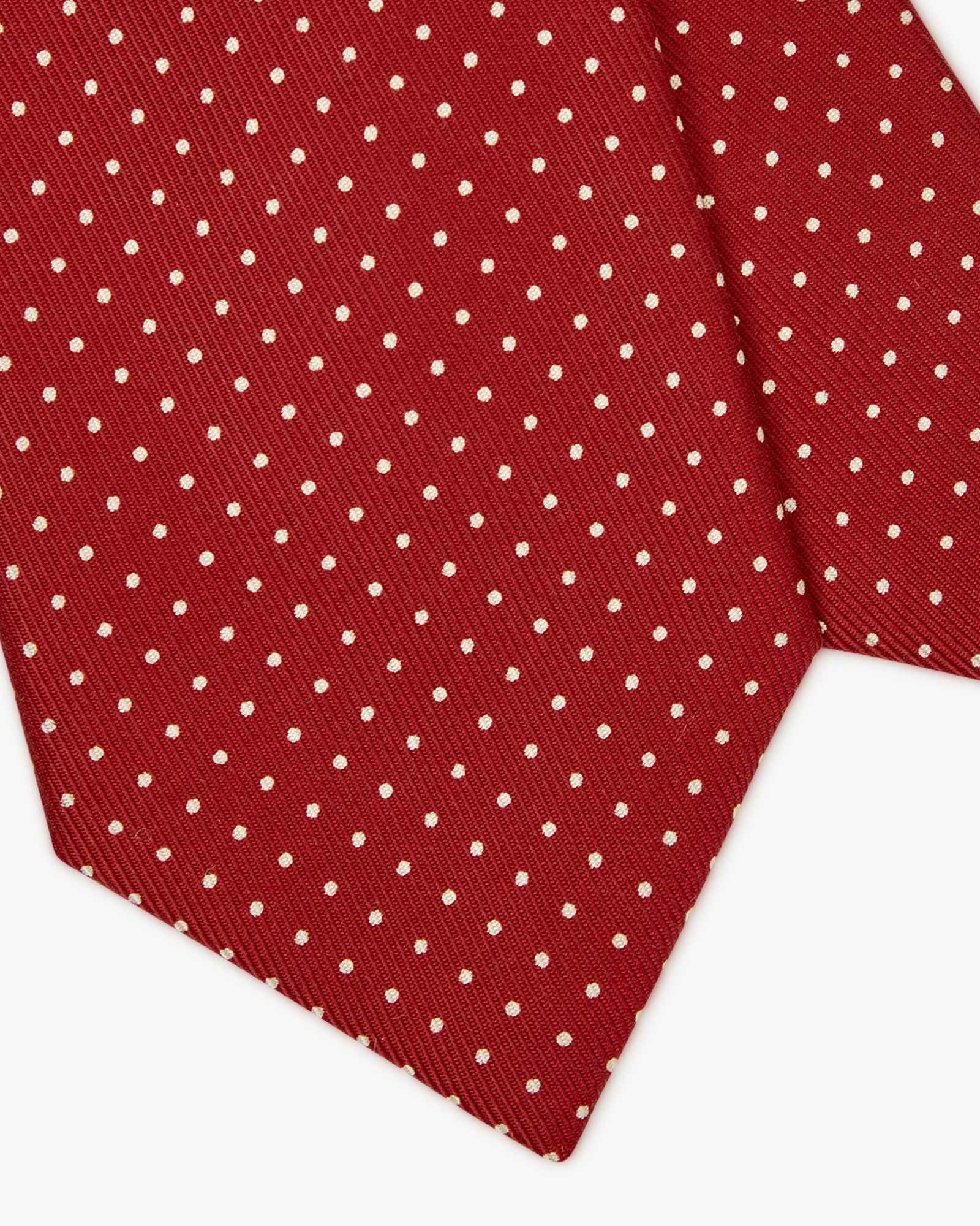 Cravatta 3 Pieghe In Seta Inglese Stampata A Pois - Bordeaux