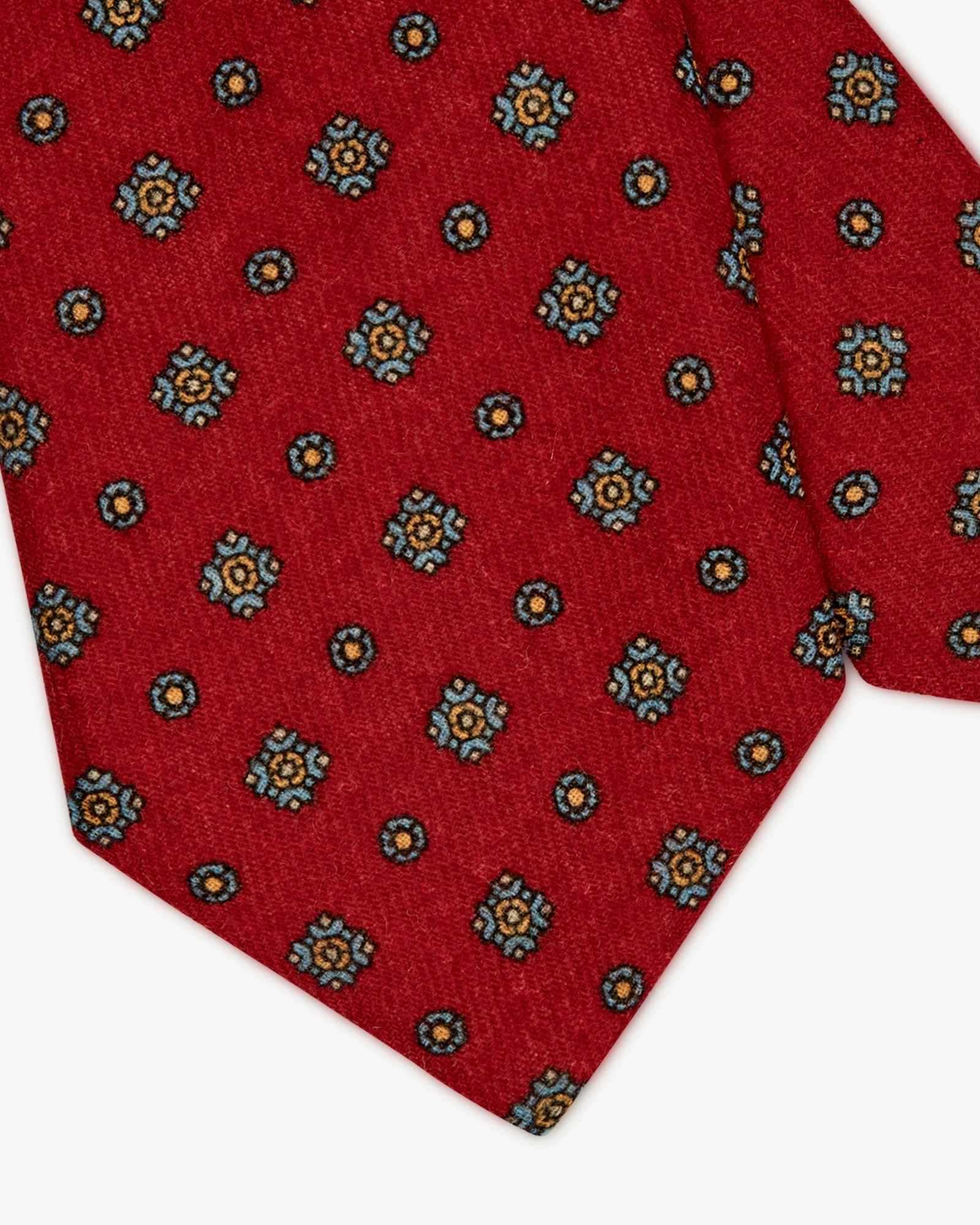 3 Fold Floral Flannel Wool Tie - Red