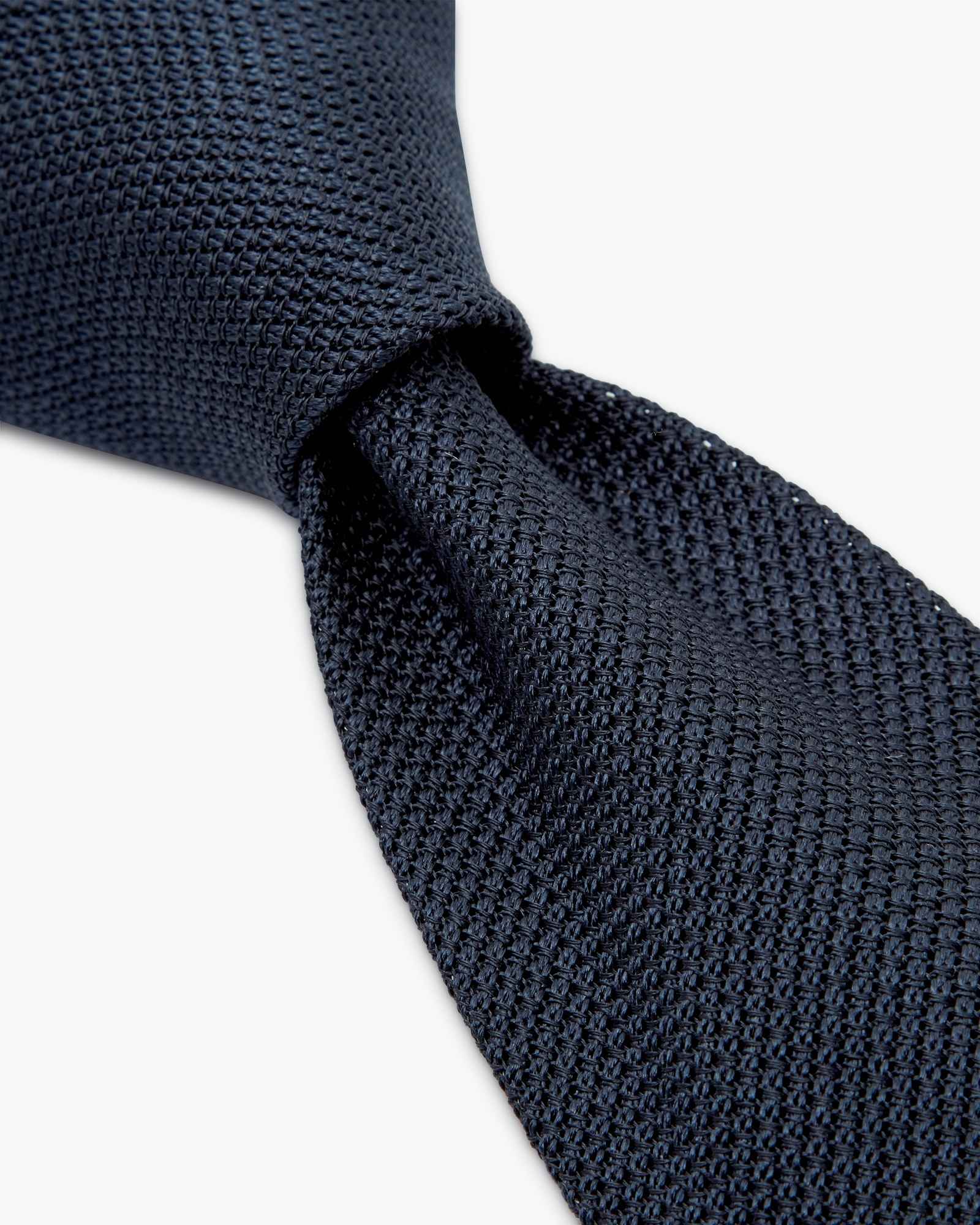 Cravatta 3 Pieghe In Seta Grenadine Garza Fina - Blu