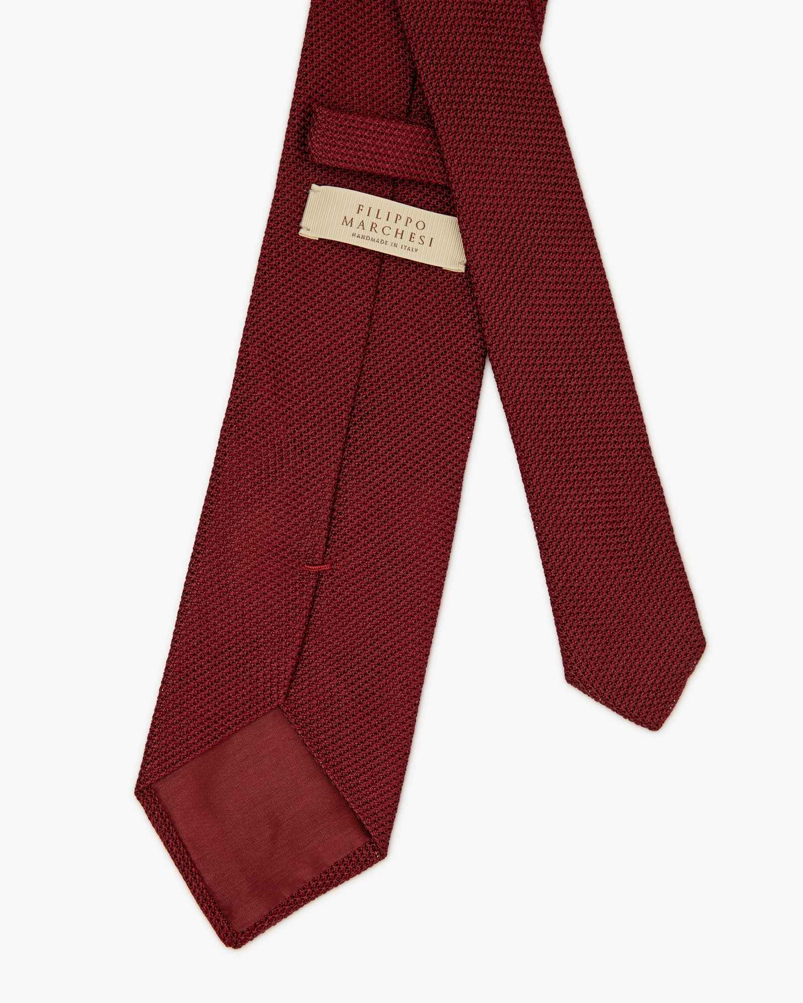 Cravatta 3 Pieghe In Seta Grenadine Garza Fina - Bordeaux