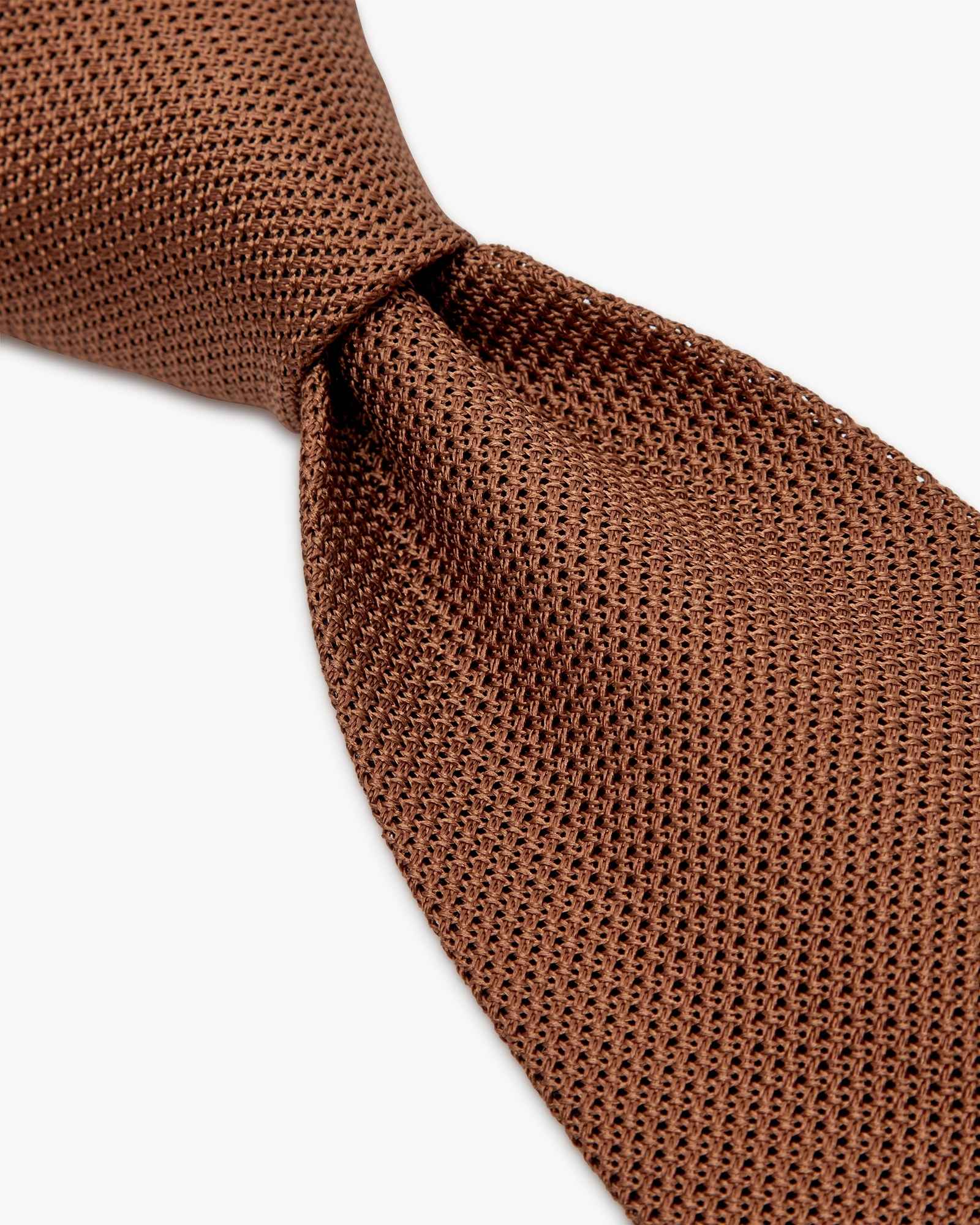 Cravatta 3 Pieghe In Seta Grenadine Garza Fina - Marrone