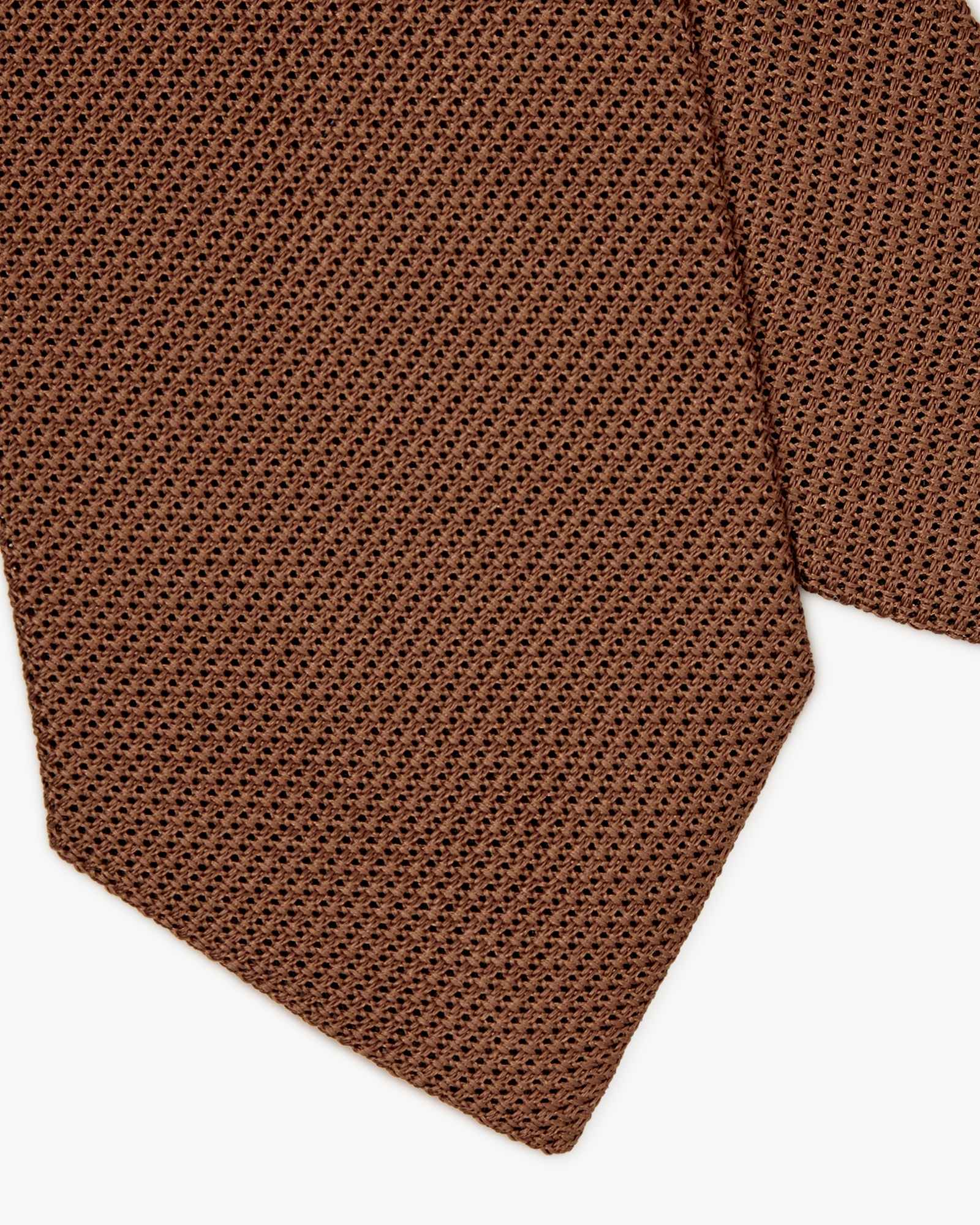 Cravatta 3 Pieghe In Seta Grenadine Garza Fina - Marrone