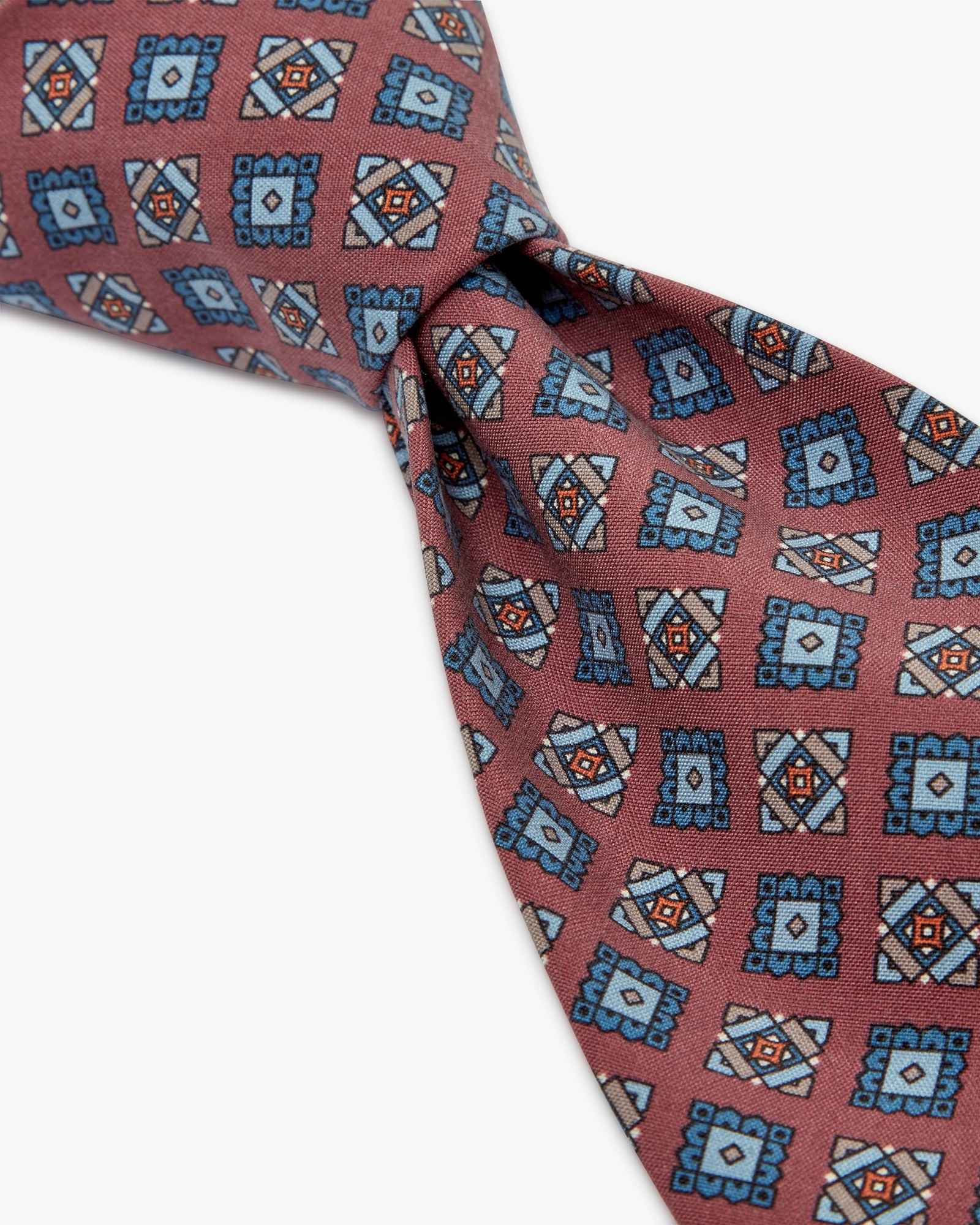 Cravatta 3 Pieghe In Seta Madder Con Medaglioni - Rosso Vinaccia