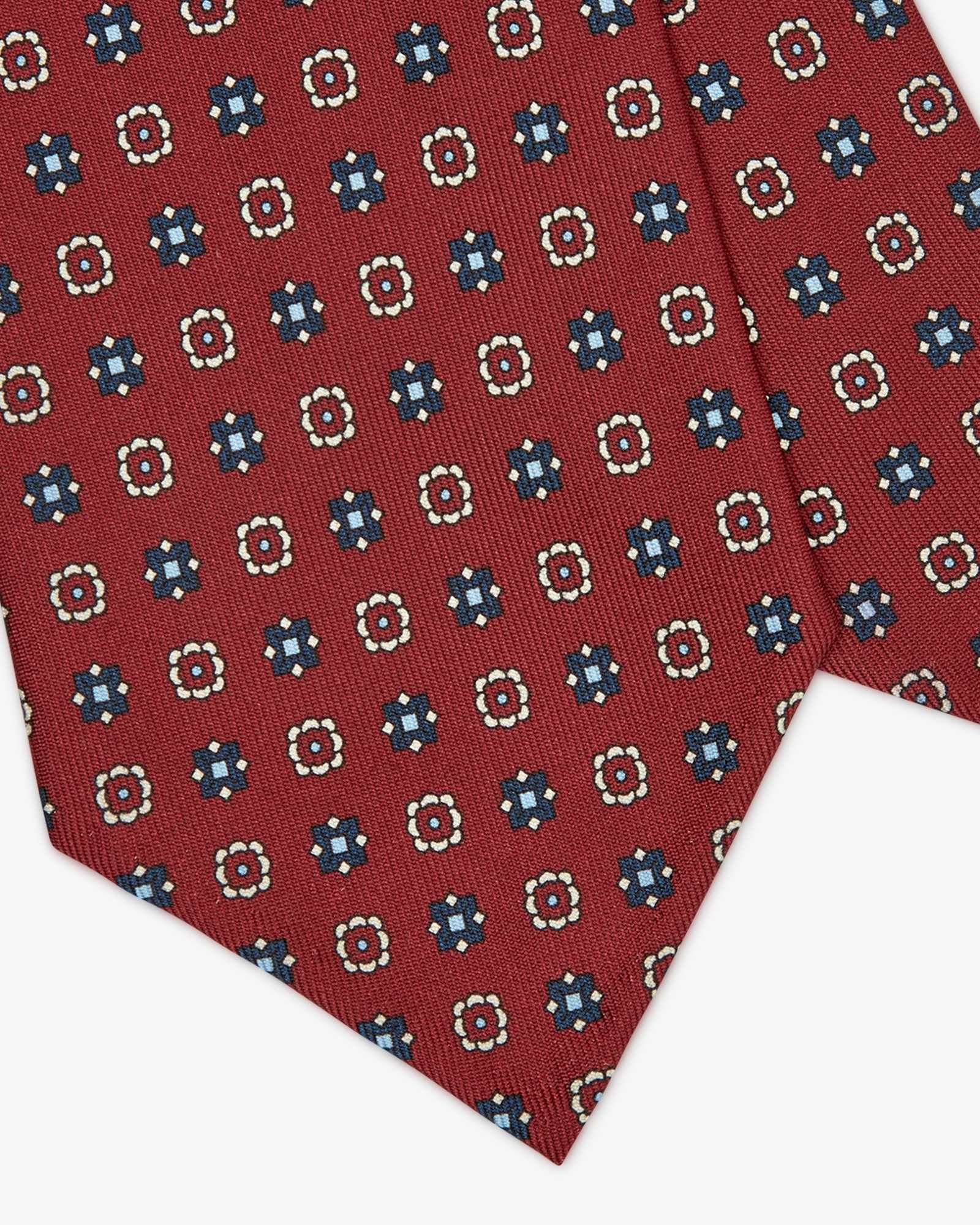 Cravatta 3 Pieghe In Seta Inglese Stampata Floreale - Bordeaux