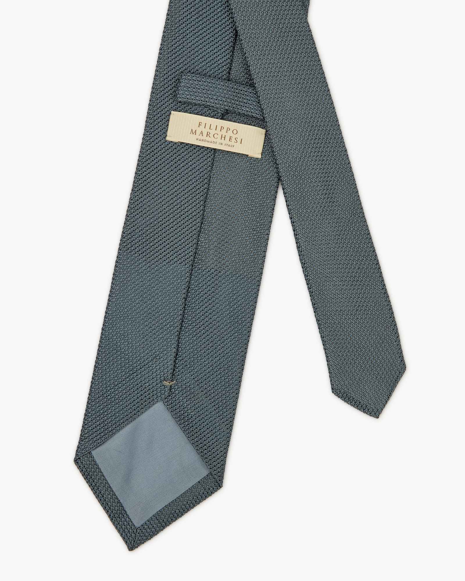 Cravatta 3 Pieghe In Seta Grenadine Garza Fina - Azzurro