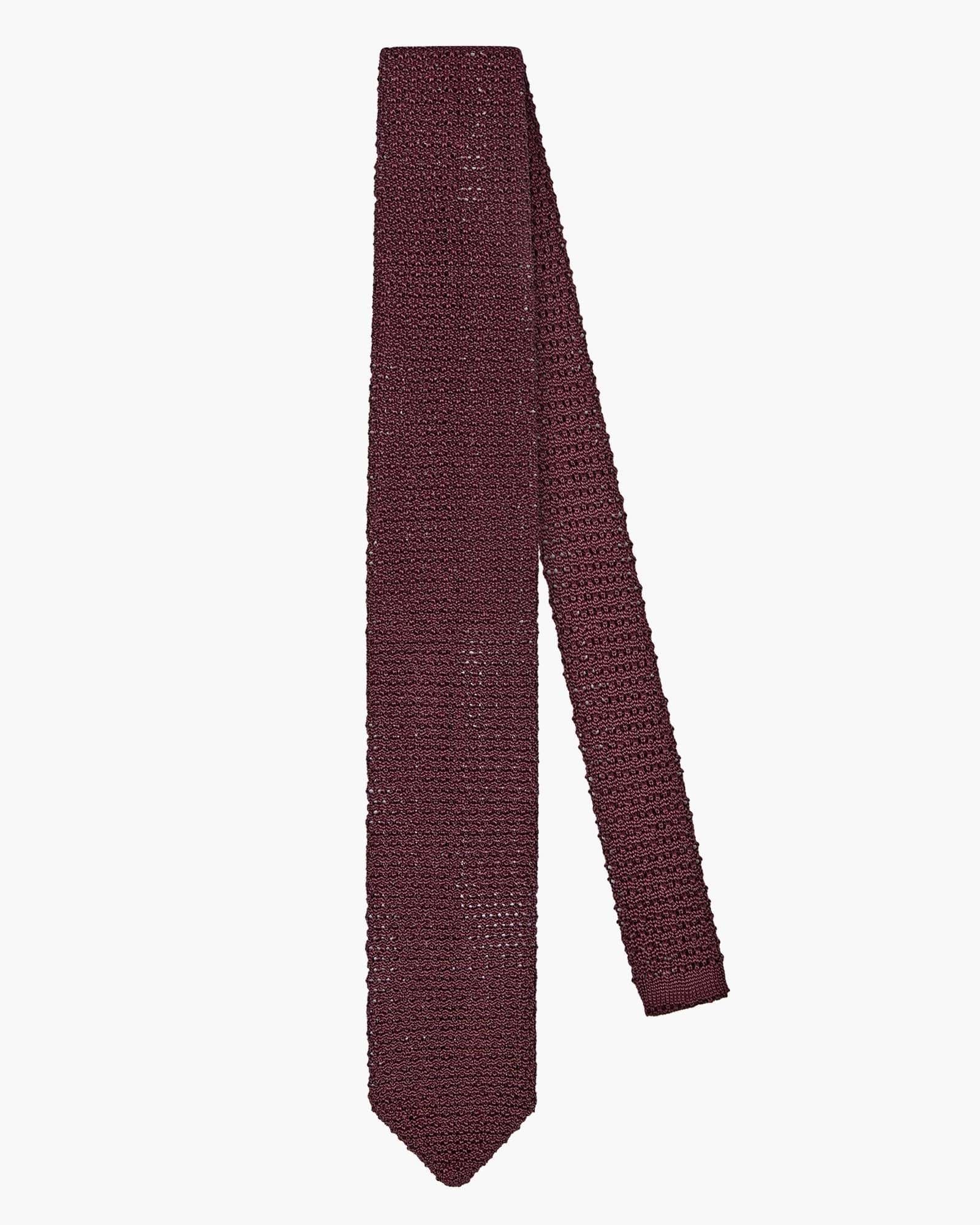 Cravatta Tricot in Maglia Punto Uncinetto - Rosso Vinaccia
