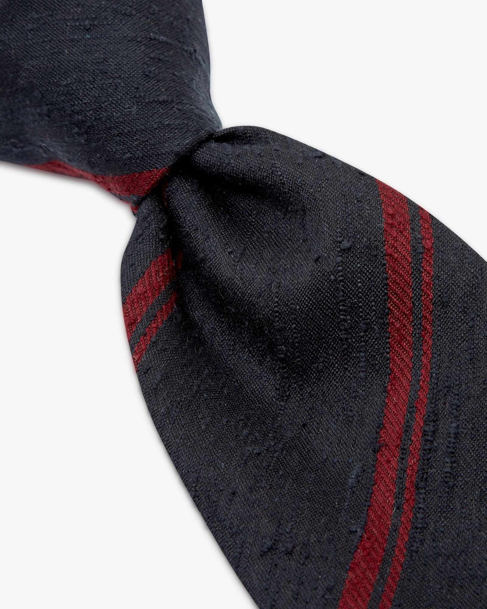3-Fold Multi Stripe Shantung Silk Tie - Bordeaux Blue
