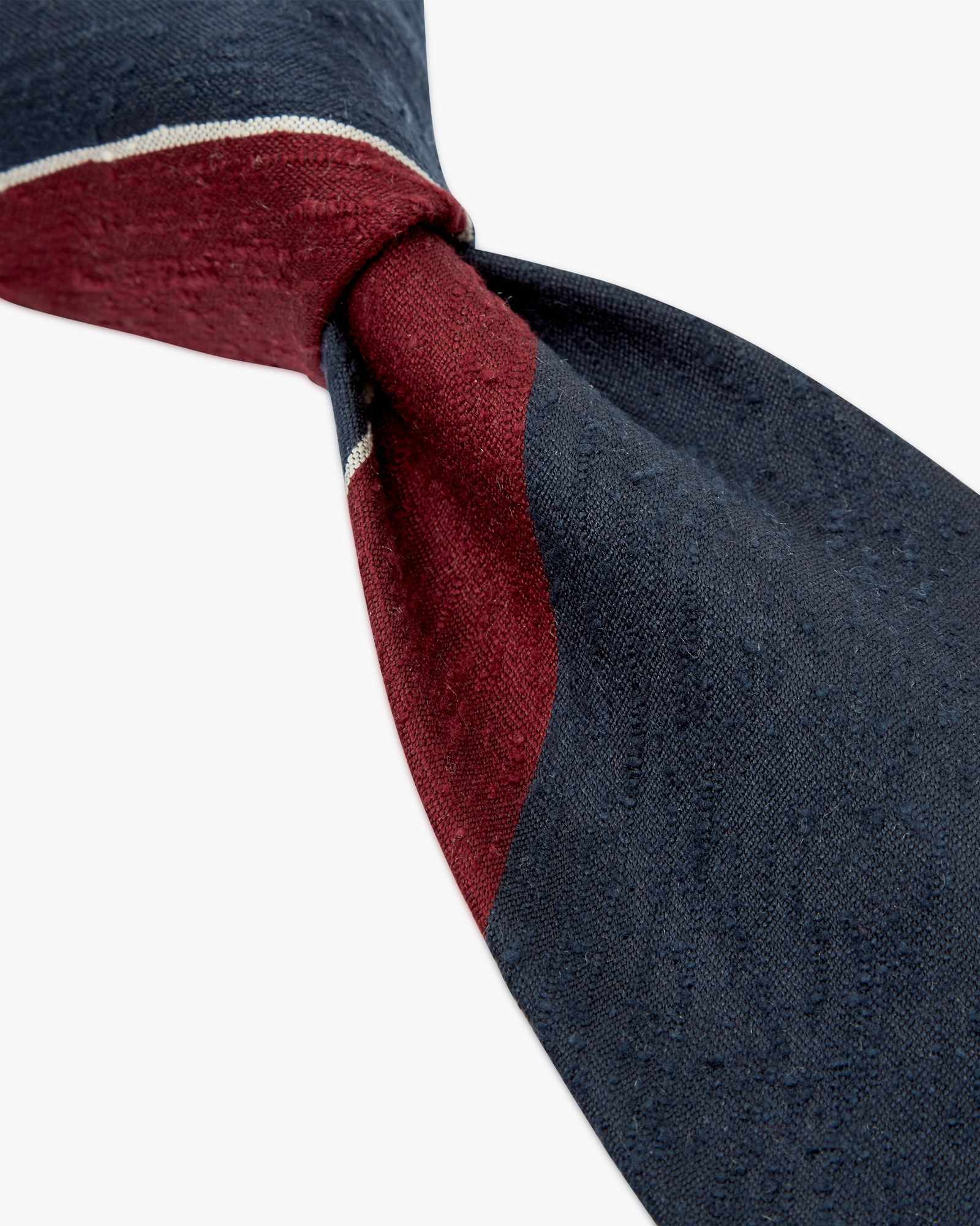 3-Fold Multi Stripe Shantung Silk Tie - Bordeaux Blue