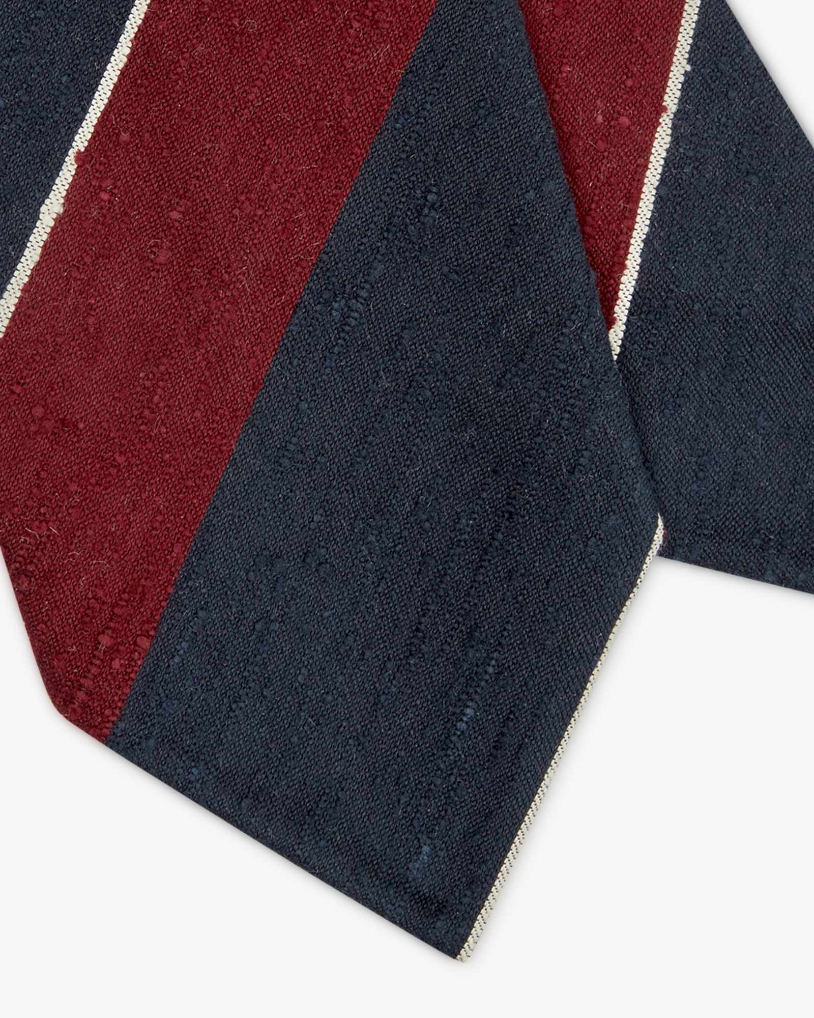 3-Fold Multi Stripe Shantung Silk Tie - Bordeaux Blue