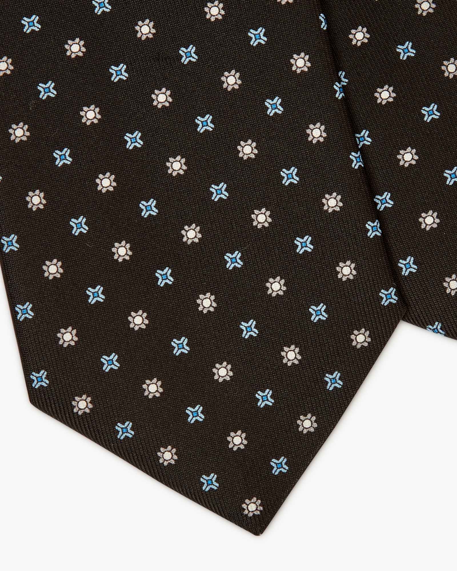 Cravatta 3 Pieghe In Seta Inglese Stampata Floreale - Nero