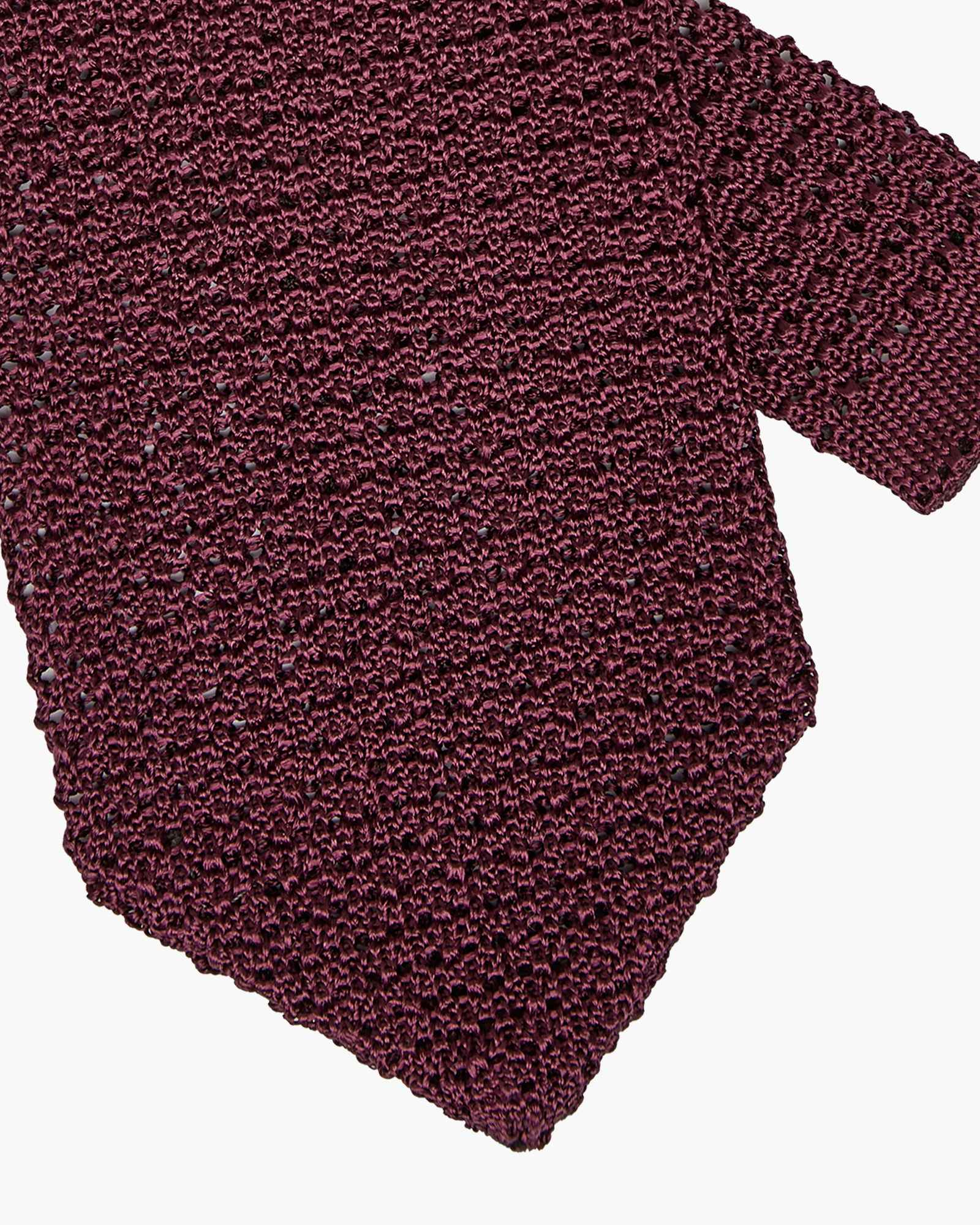 Cravatta Tricot in Maglia Punto Uncinetto - Rosso Vinaccia
