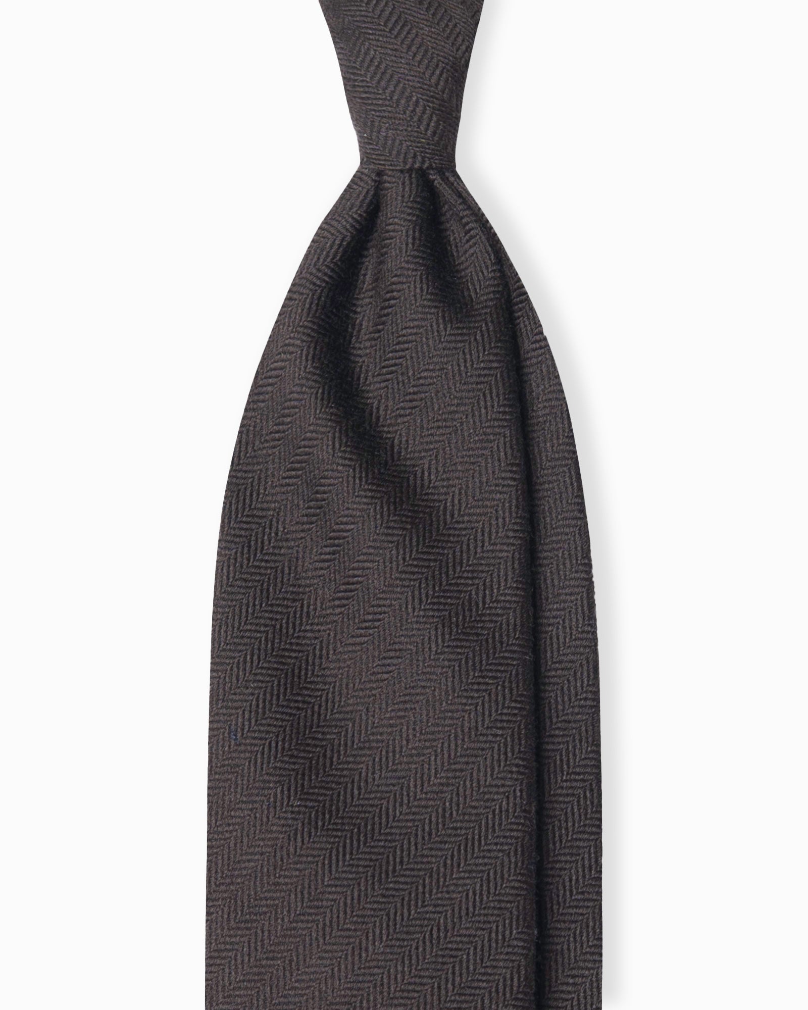 Cravatta 3 Pieghe In Lana e Seta Chevron - Marrone