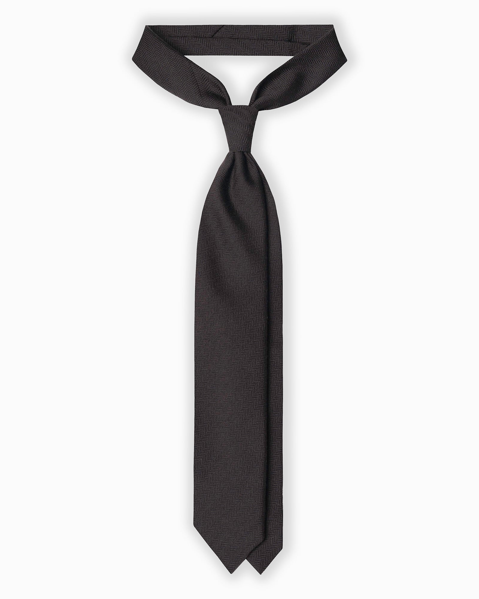 Cravatta 3 Pieghe In Lana e Seta Chevron - Marrone