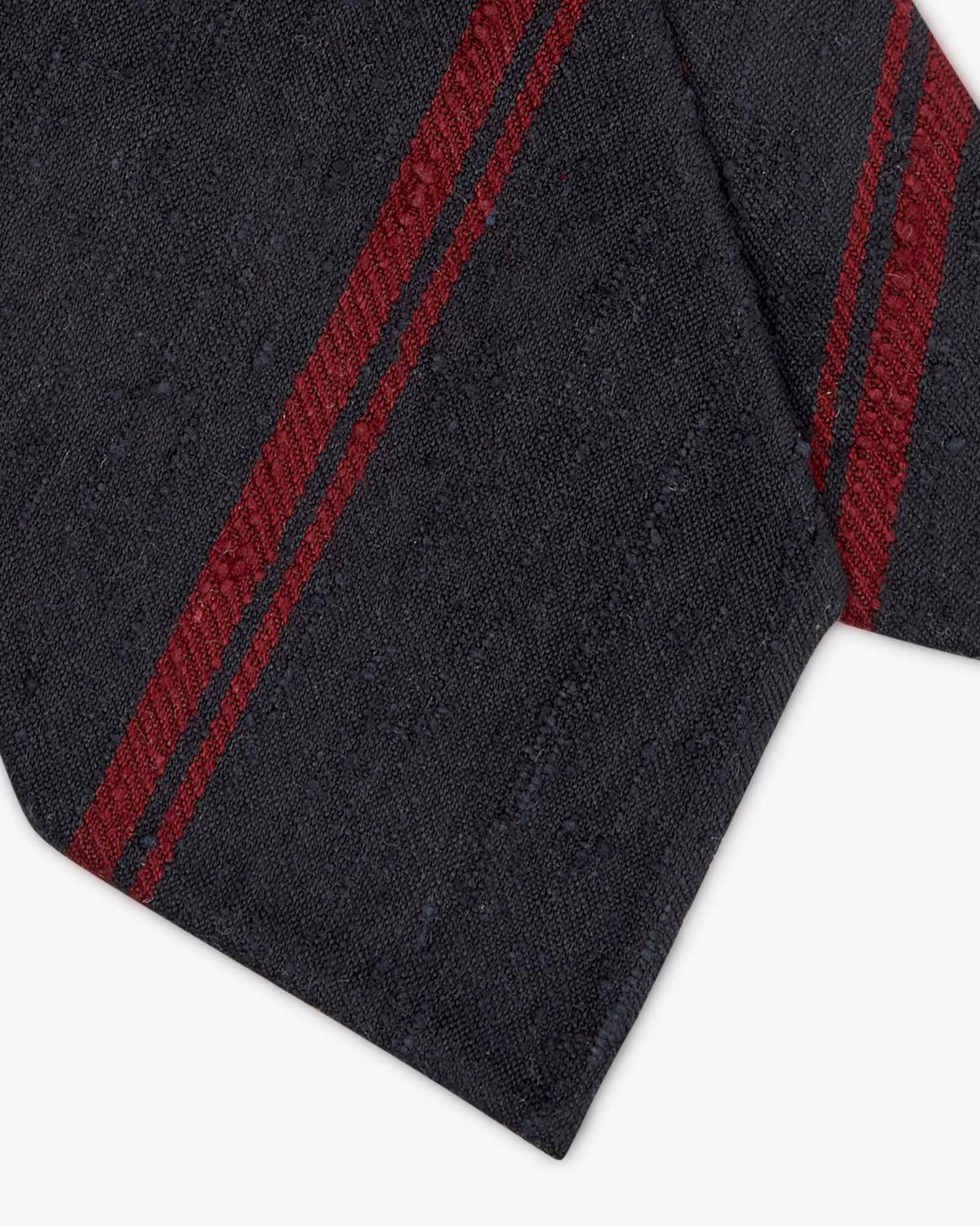 3-Fold Multi Stripe Shantung Silk Tie - Bordeaux Blue
