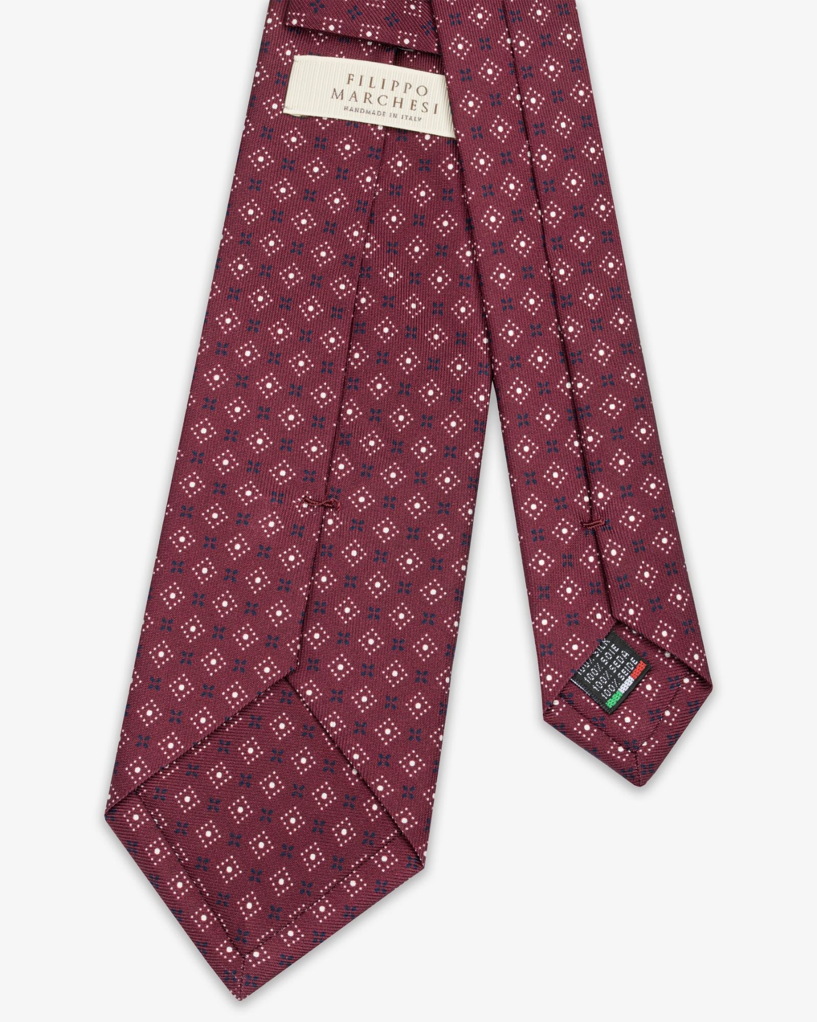 3 Fold Micro Pattern English Silk Tie - Bordeaux White