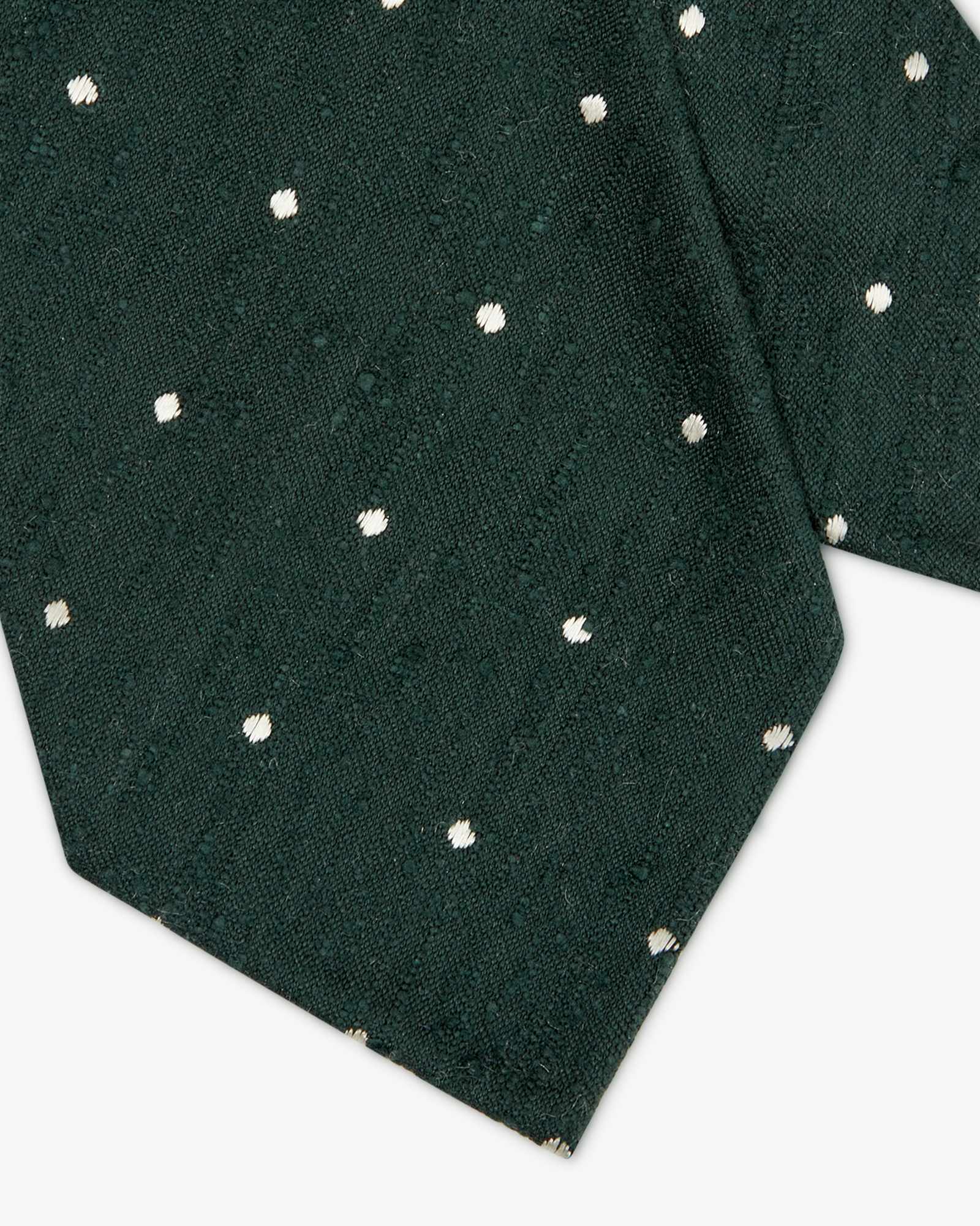 Cravatta 3 Pieghe In Seta Shantung A Pois - Verde Bianco