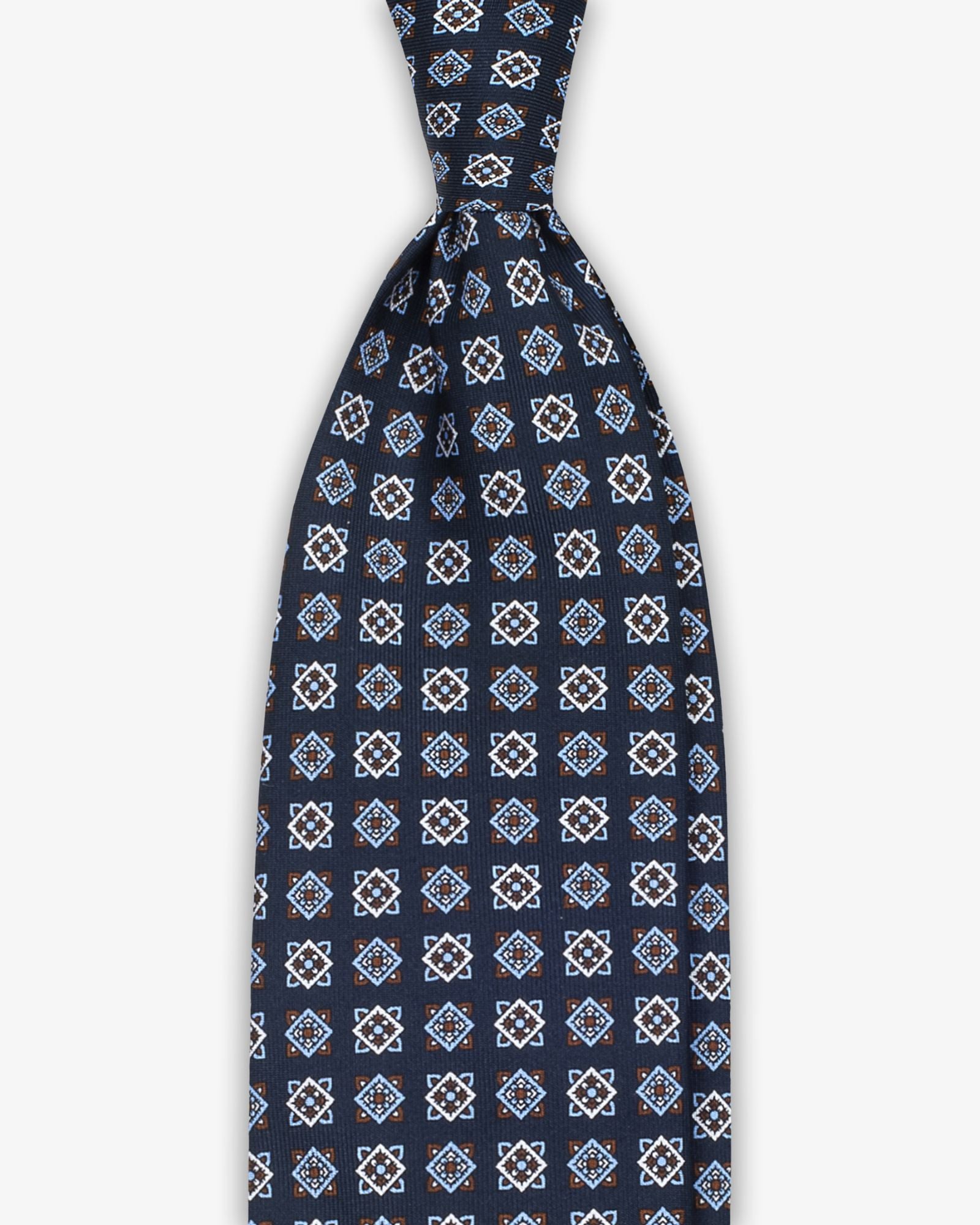 3-Fold English Silk Tie – Blue and Sky Blue Cubes