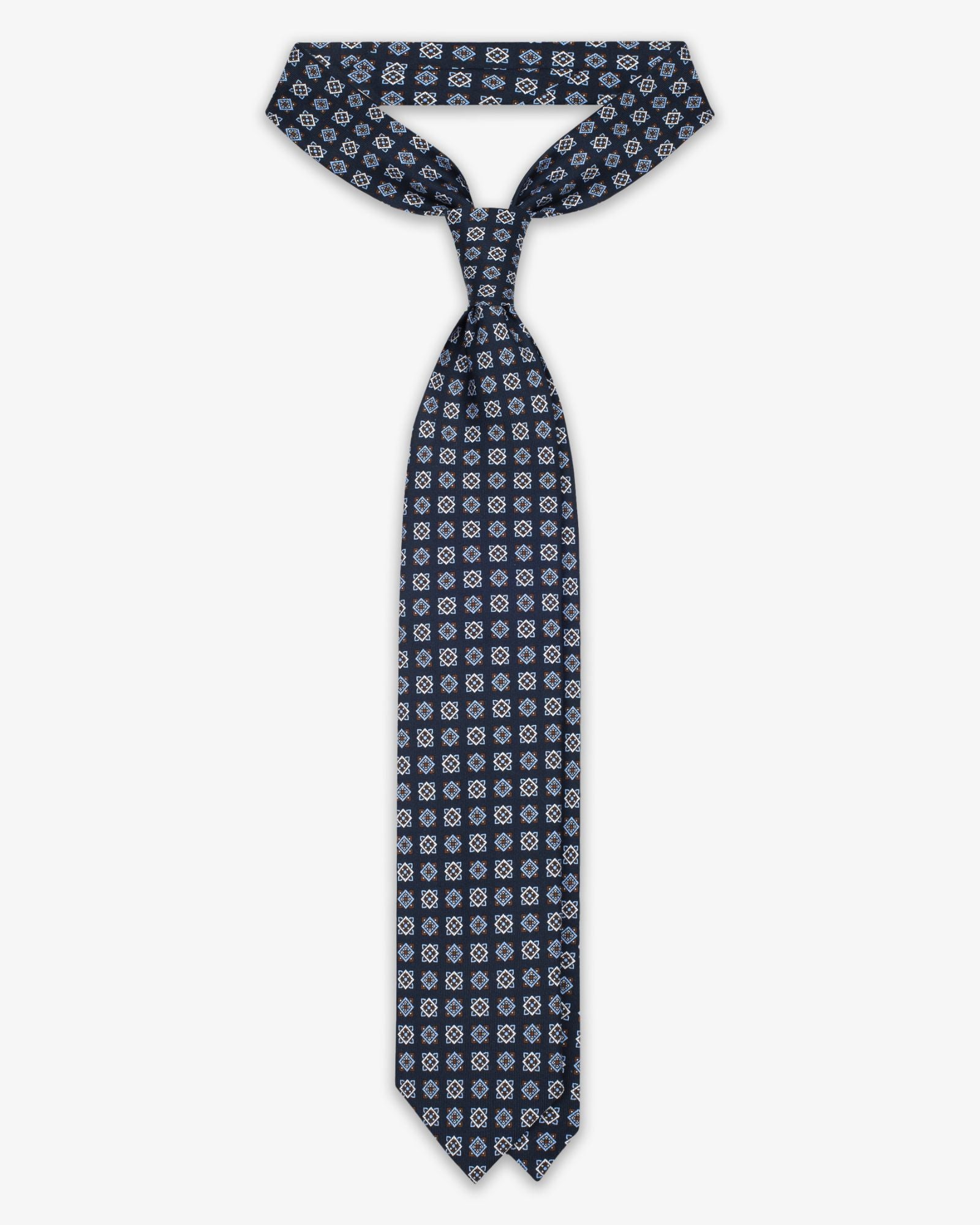 3-Fold English Silk Tie – Blue and Sky Blue Cubes