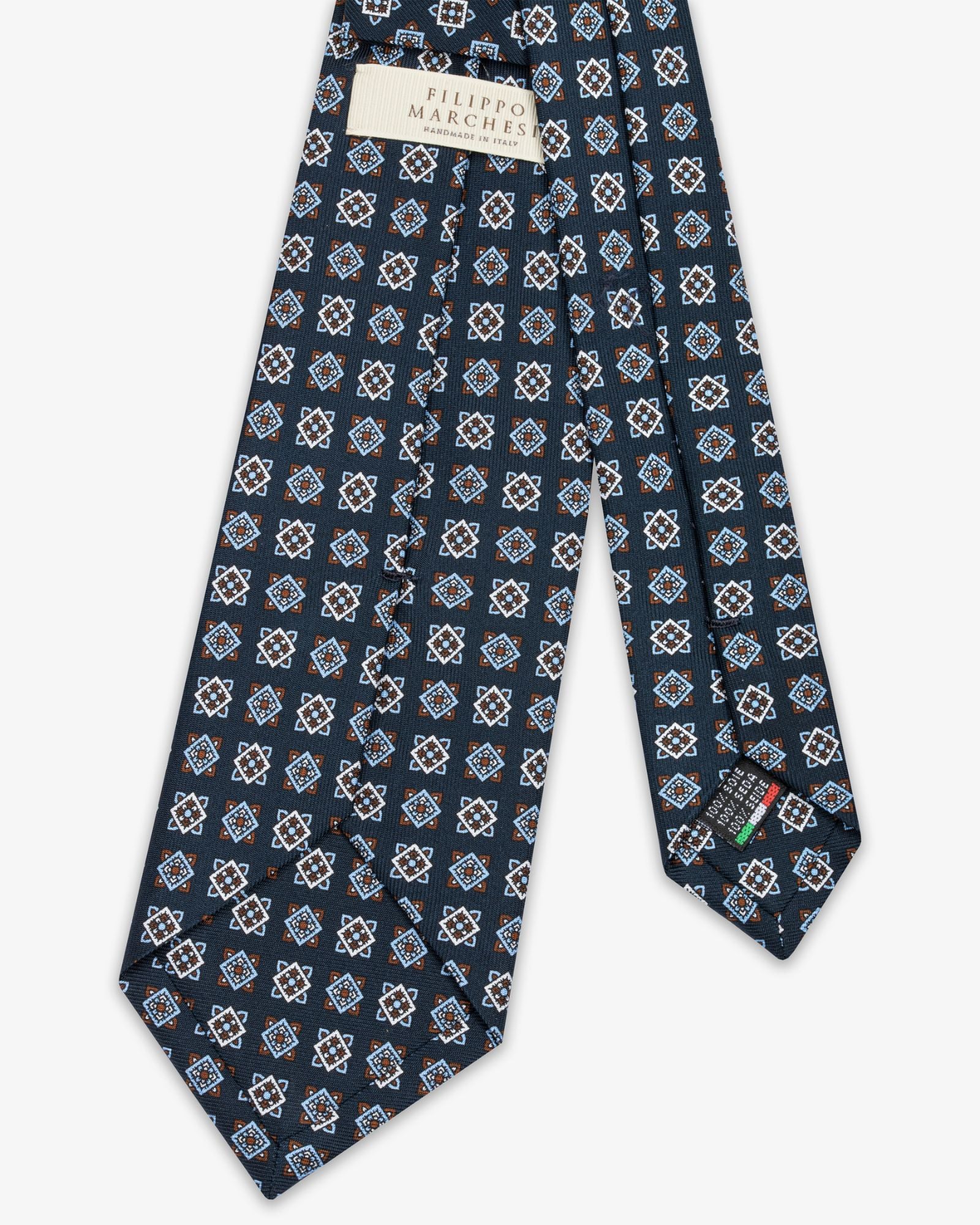 3-Fold English Silk Tie – Blue and Sky Blue Cubes