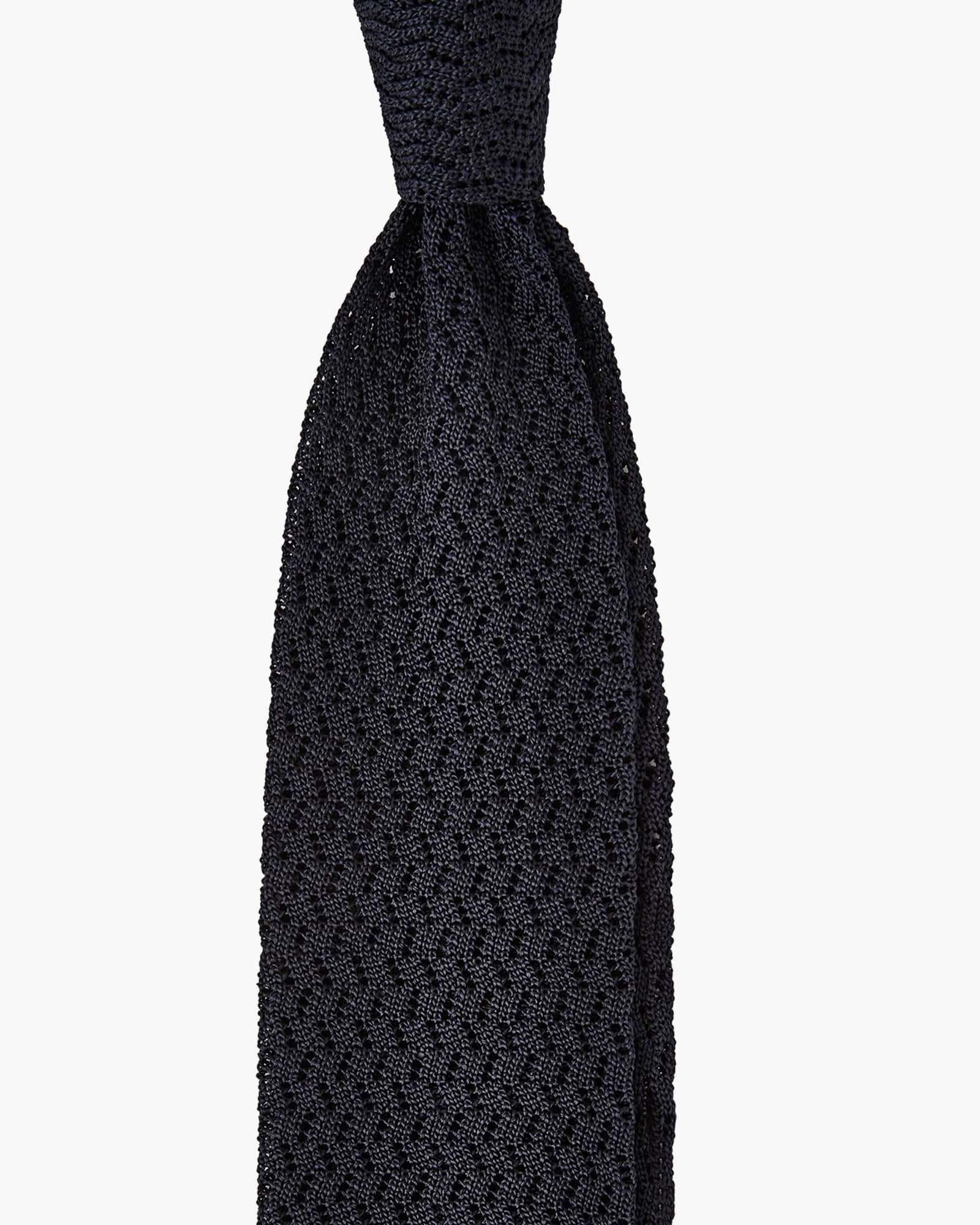 Cravatta Tricot in Maglia ZigZag - Blu