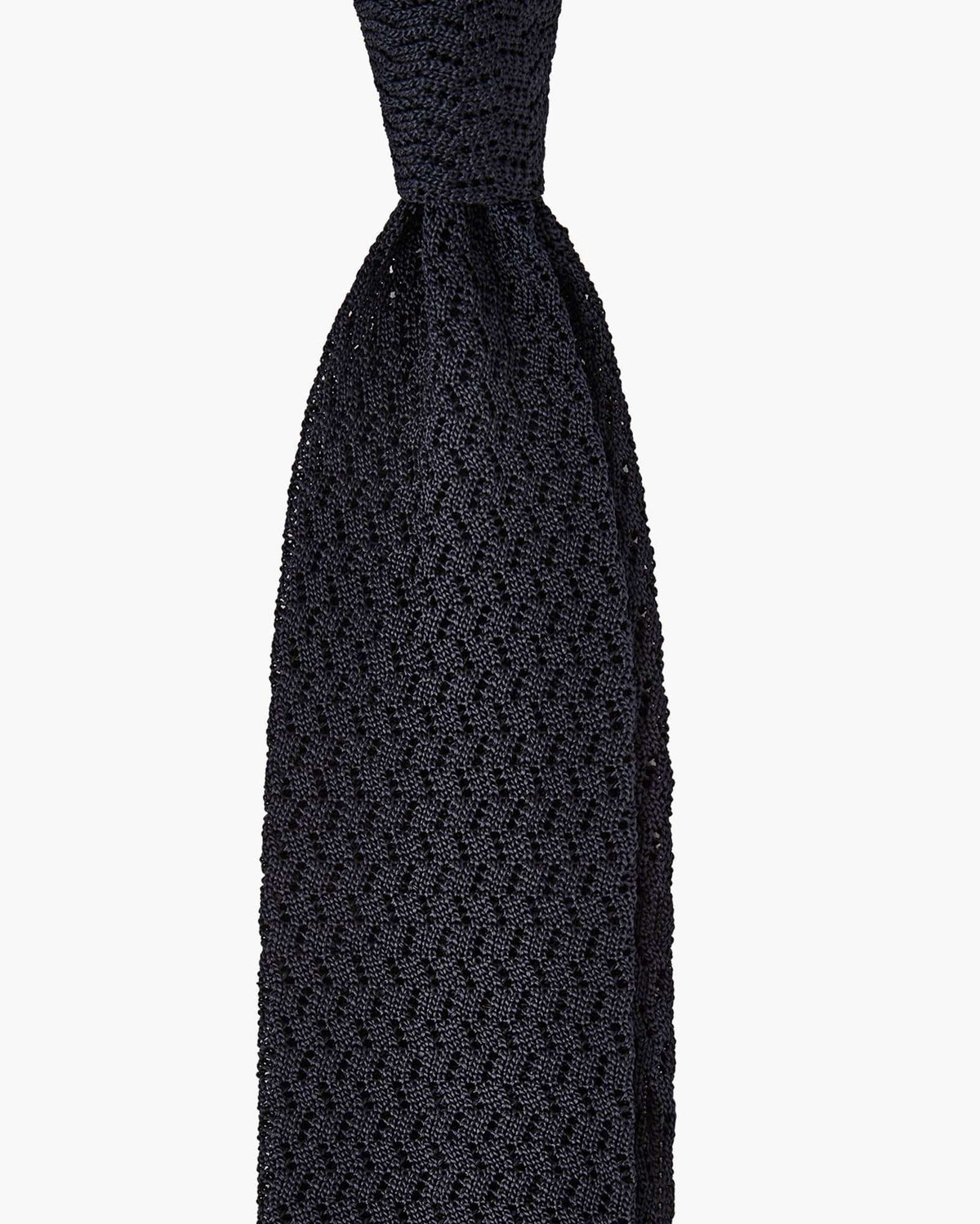 Cravate En Maille Tricot – Soie 100% – Fabriquée En Italie – Bleu Azur Foncé – Neuf Avec étiquettes